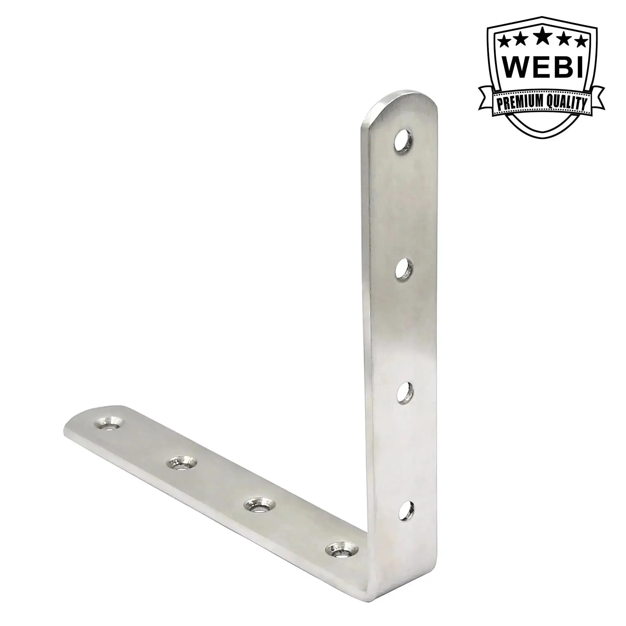 Heavy Duty 6x6 Inch Right Angle Shelf Brackets, 4mm Thick Stainless Steel Corner Braces In Brushed Nickel, 8 Pack, Built For Wood Shelves, Furniture, And DIY Projects - Image 4