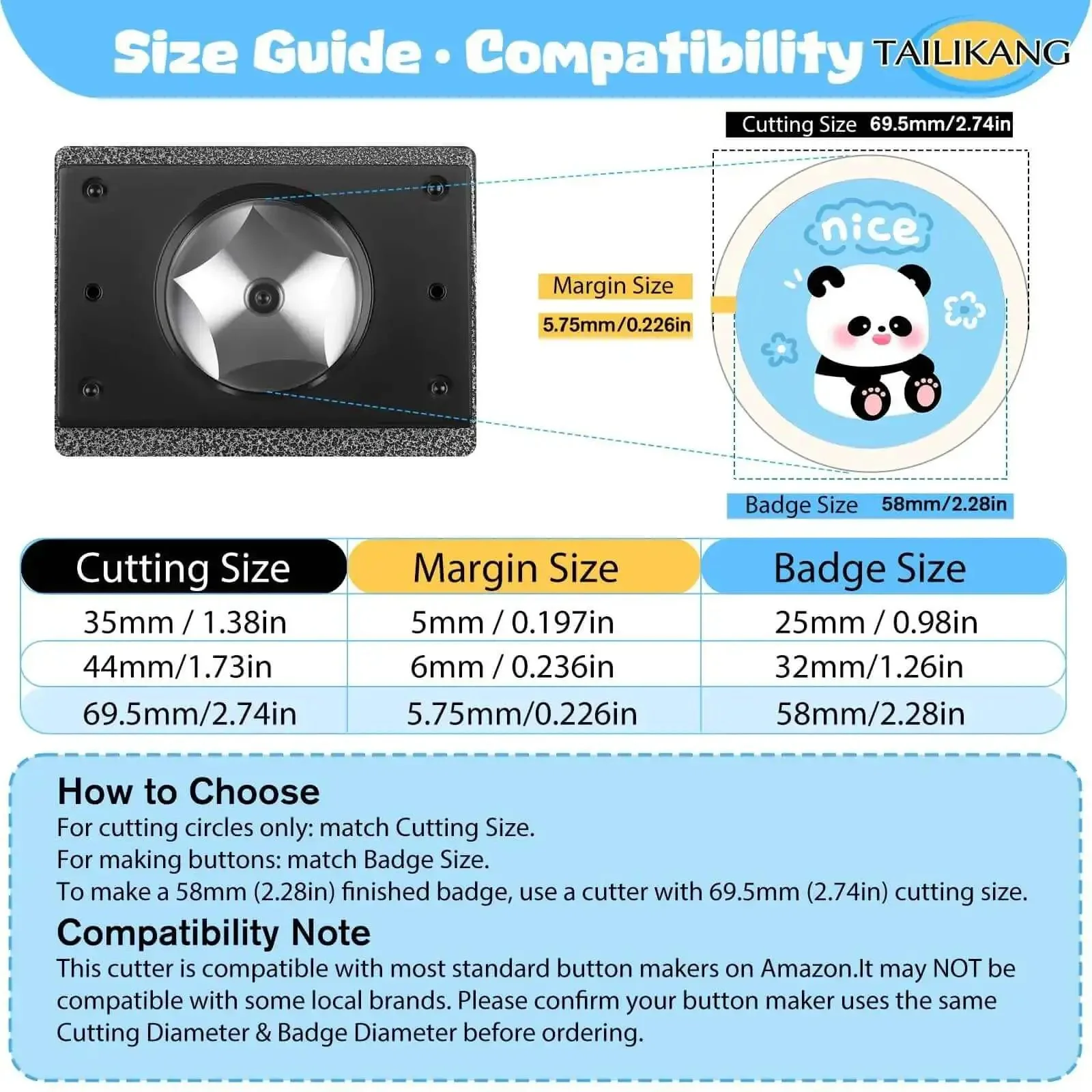 Heavy Duty 70mm Circle Punch for DIY Badges and Scrapbooking, 2.75 Inch Circle Cutter, 58mm Button Shell Fit, Easy Grip Manual Lever Die Cutter for Circular Paper Cutting, Cardstock Crafting and Alu Mag Sheets - Image 9