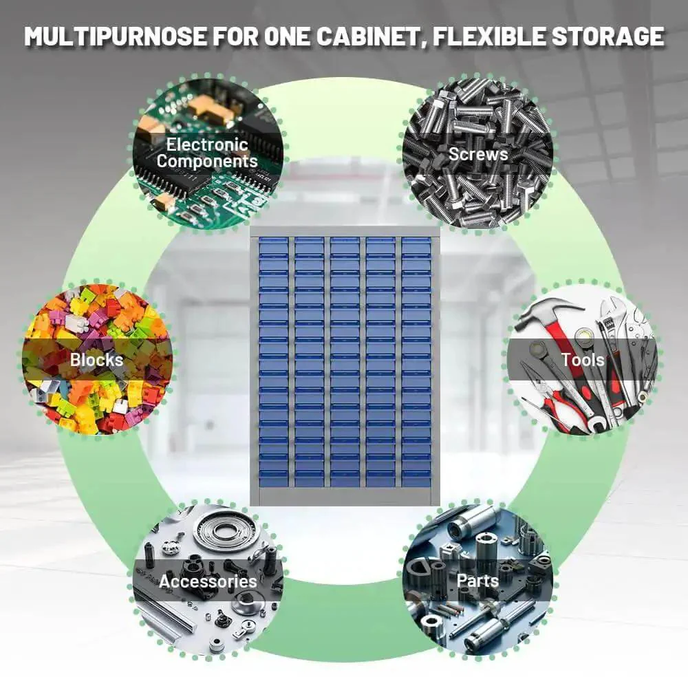 Heavy Duty 75 Drawer Parts Cabinet For Tools And Hardware Steel Storage With Adjustable ABS Drawers And Label Tabs Versatile Garage Organization For Bolts Nuts Screws And Small Parts - Image 3