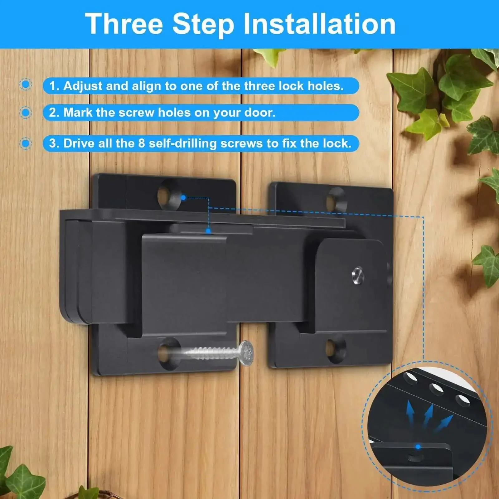 Heavy Duty 7.5 Inch Flip Gate Latch With Padlock Hole, Aluminum Alloy Built Tough, 4mm Thick, Adjustable Door Latch For Sliding And Swing Doors, Outdoor Gates, Wooden Fences, Barn Doors, Sheds And Garages - Image 3