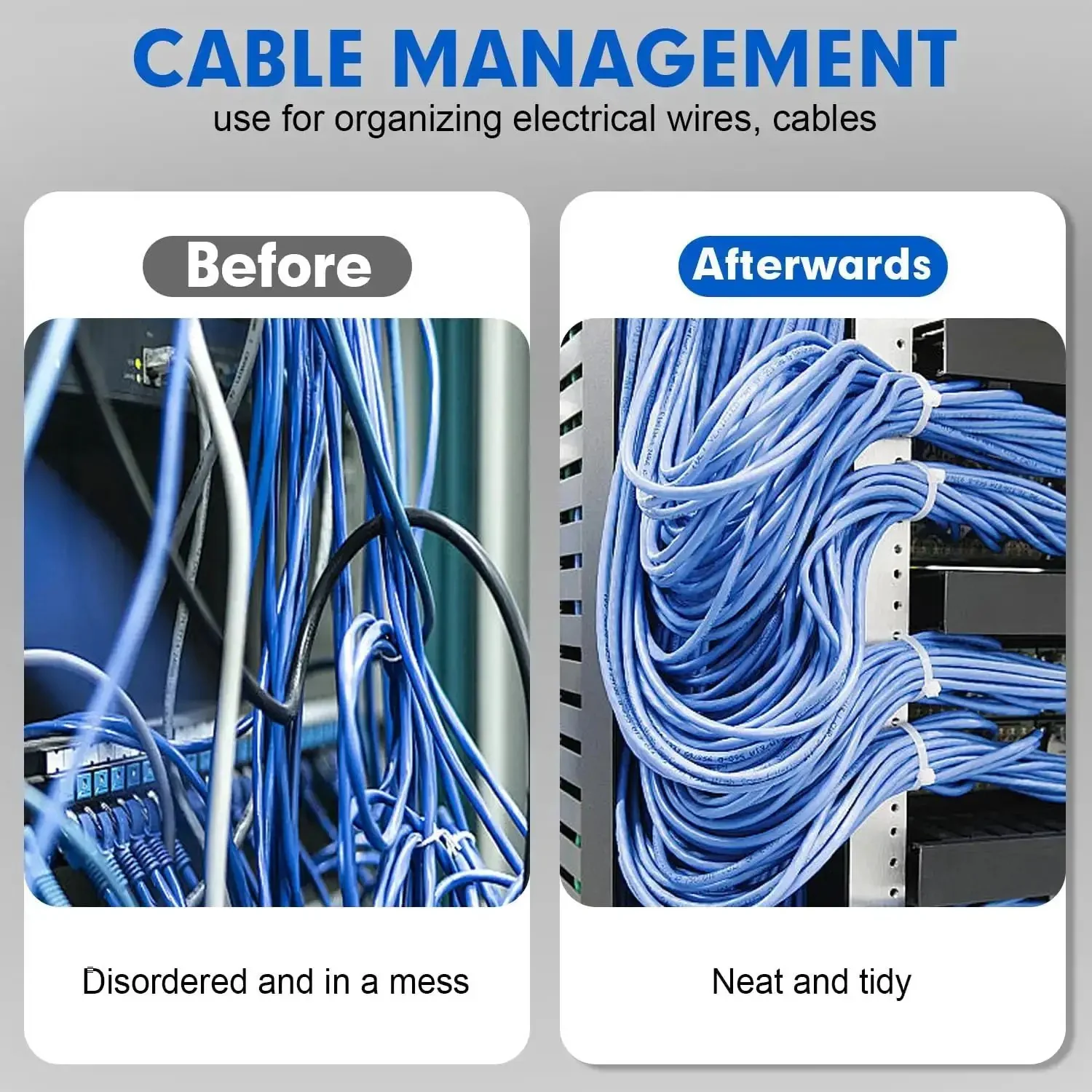 Heavy Duty 8 Inch Nylon Cable Ties, 1200 Pack, Self Locking White Plastic Wire Ties With 50Lb Tensile Strength, Weatherproof Indoor Outdoor Zip Ties For Cable Management - Image 3