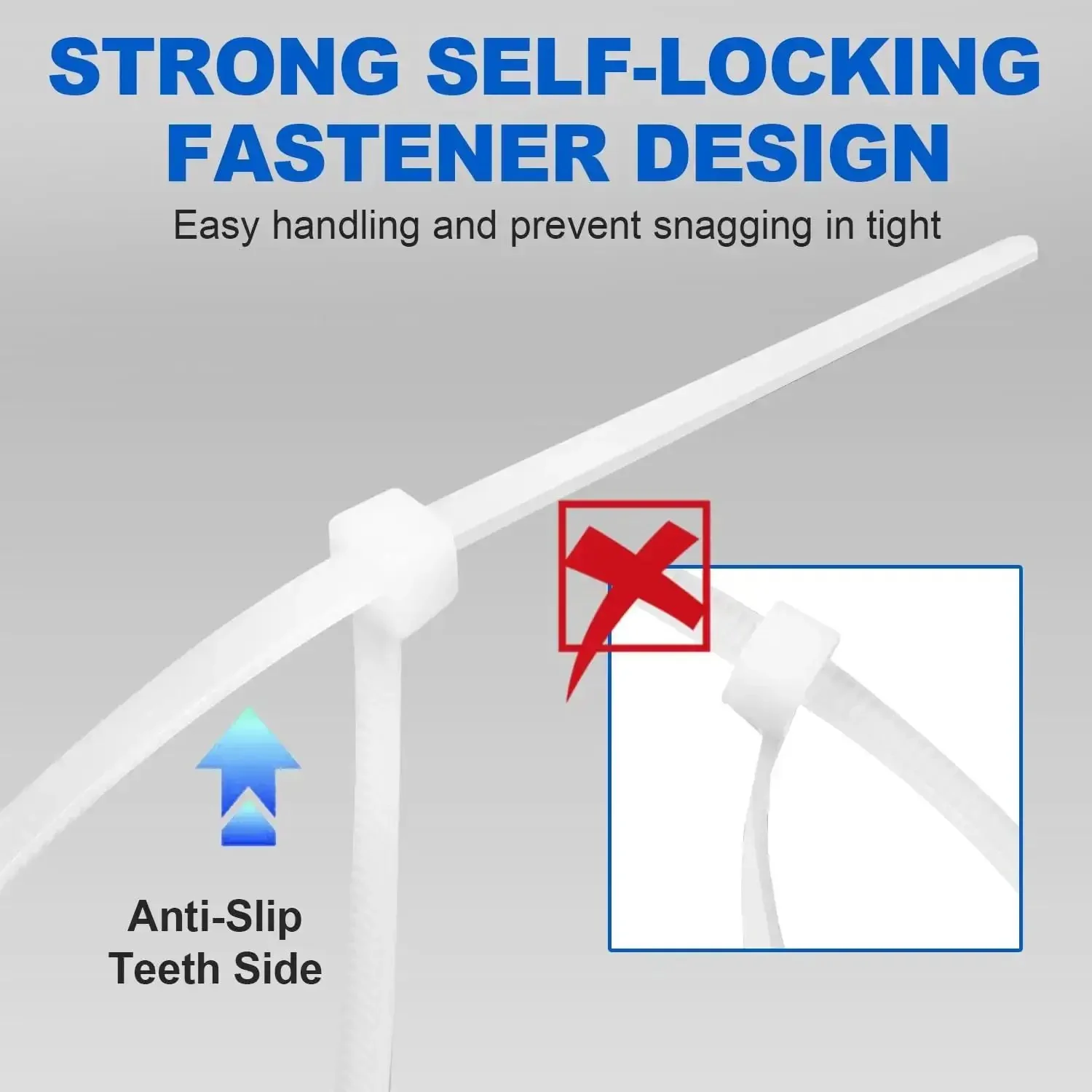 Heavy Duty 8 Inch Nylon Cable Ties, 1200 Pack, Self Locking White Plastic Wire Ties With 50Lb Tensile Strength, Weatherproof Indoor Outdoor Zip Ties For Cable Management - Image 4