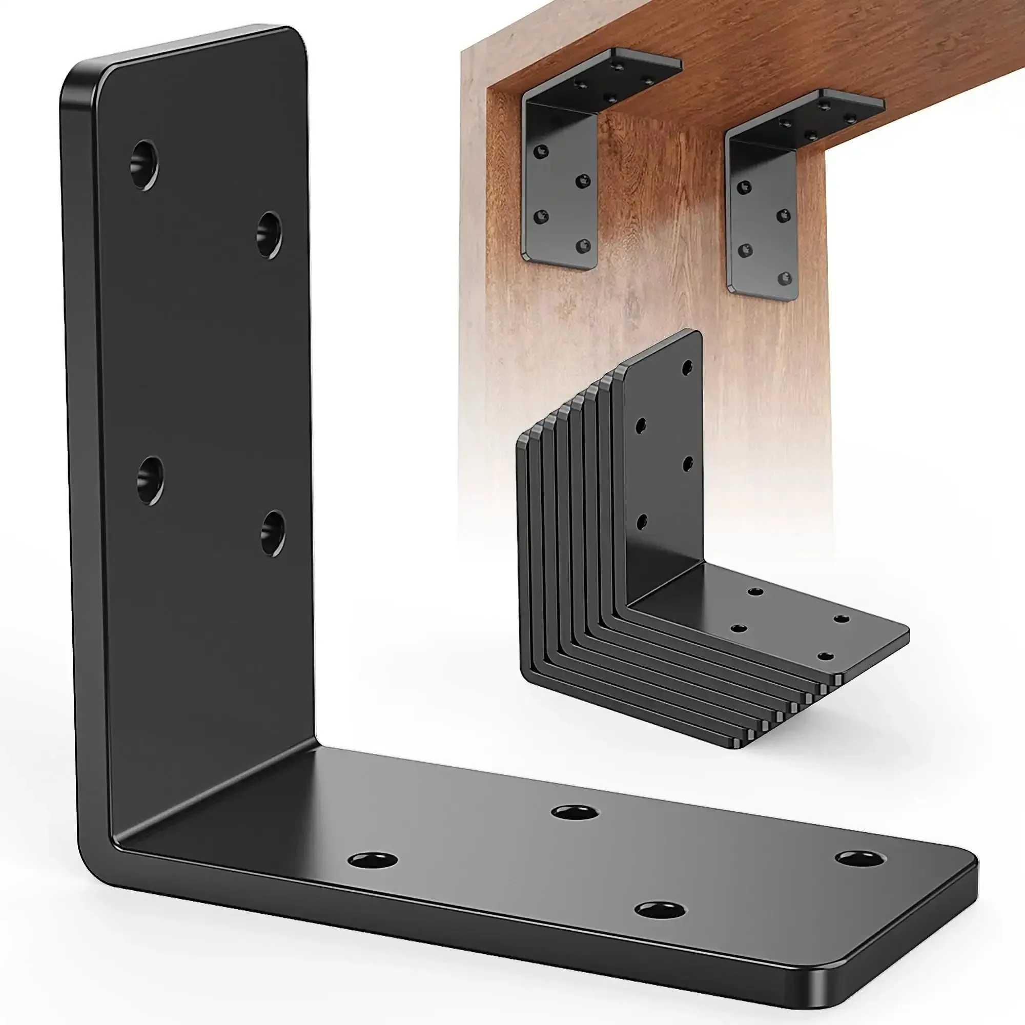 Heavy Duty 8 Pack 3x3 Inch L Brackets Galvanized Corner Braces For Wood Shelves And Furniture, 90 Degree Angle With Recessed Holes, Extra Strong Support For Floating Shelves, Beams, Beds, And More Built Tough