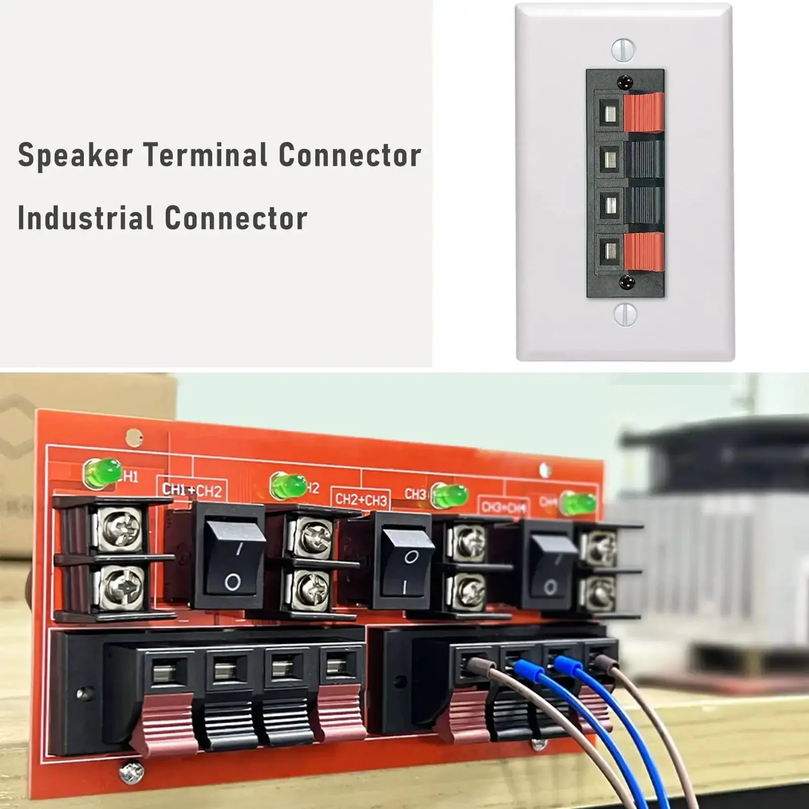 Heavy Duty 8A Four Way Speaker Terminal Block With Four Terminals Four Positions Double Sided Copper Clips Red And Black Pack Of 5 Push Release Spring Clip Connectors For High Current Audio Wiring And Easy Test Clamps - Image 3