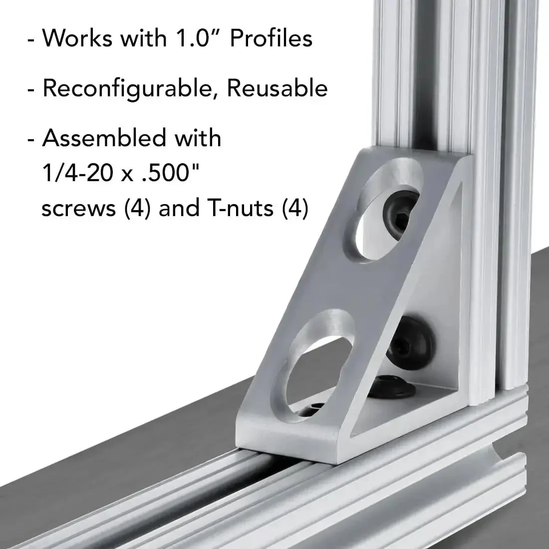 Heavy Duty 90 Degree Aluminum Corner Gusset L Bracket For 80 By 20 Extrusion, Inside Corner Support With Four 0.281 Inch Holes, 2x2 Inch Block, 0.188 Inch Thick, Clear Anodized Finish, 10 Series Compatible, Great For DIY Builds - Image 4