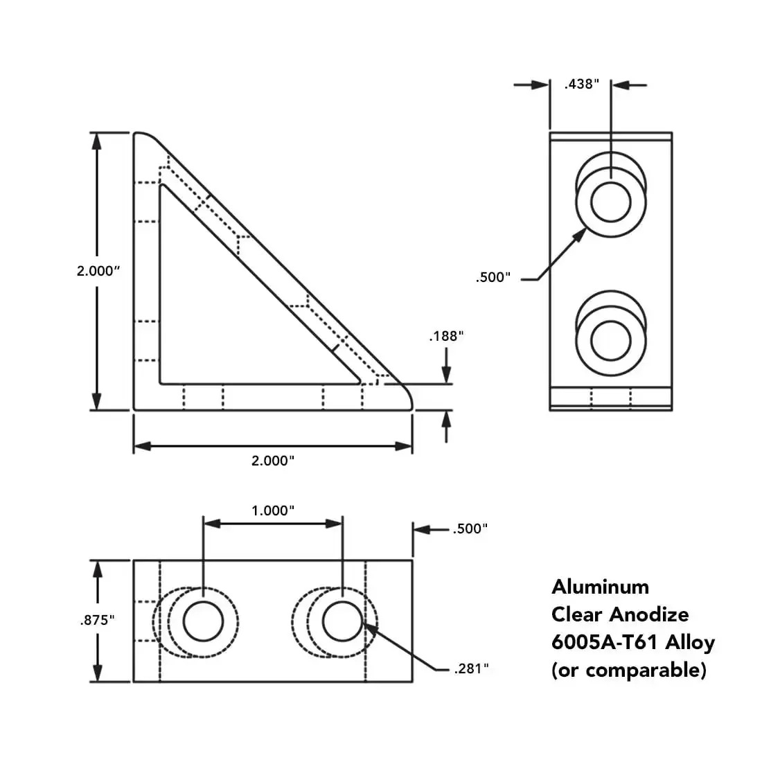 Heavy Duty 90 Degree Aluminum Corner Gusset L Bracket For 80 By 20 Extrusion, Inside Corner Support With Four 0.281 Inch Holes, 2x2 Inch Block, 0.188 Inch Thick, Clear Anodized Finish, 10 Series Compatible, Great For DIY Builds - Image 5