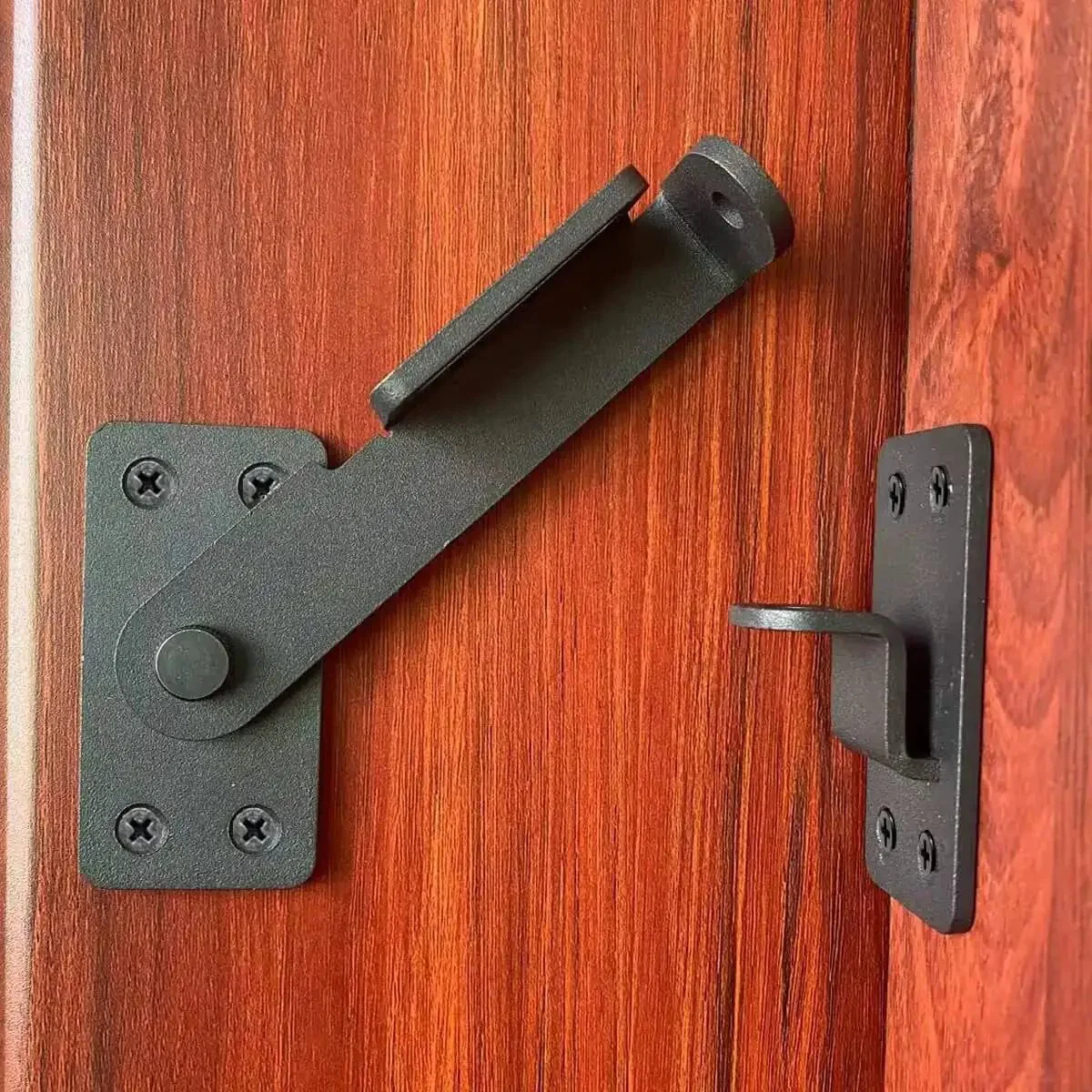 Heavy Duty 90 Degree Gate Latch With Padlock Hole For Barn Doors Fences Cabinets And Windows Tough As Nails Steel Mount Powder Coated Corrosion Resistant Easy To Install Security Lock Bolt Latch For Indoor Or Outdoor Use - Image 4