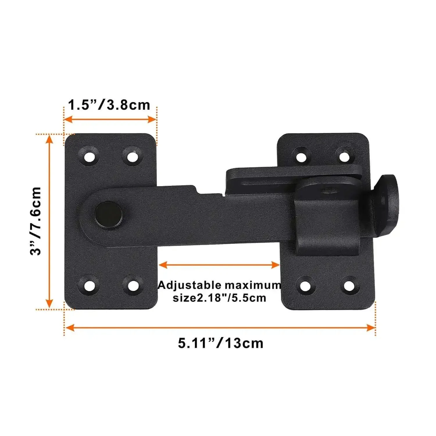 Heavy Duty 90 Degree Gate Latch With Padlock Hole For Barn Doors Fences Cabinets And Windows Tough As Nails Steel Mount Powder Coated Corrosion Resistant Easy To Install Security Lock Bolt Latch For Indoor Or Outdoor Use - Image 7