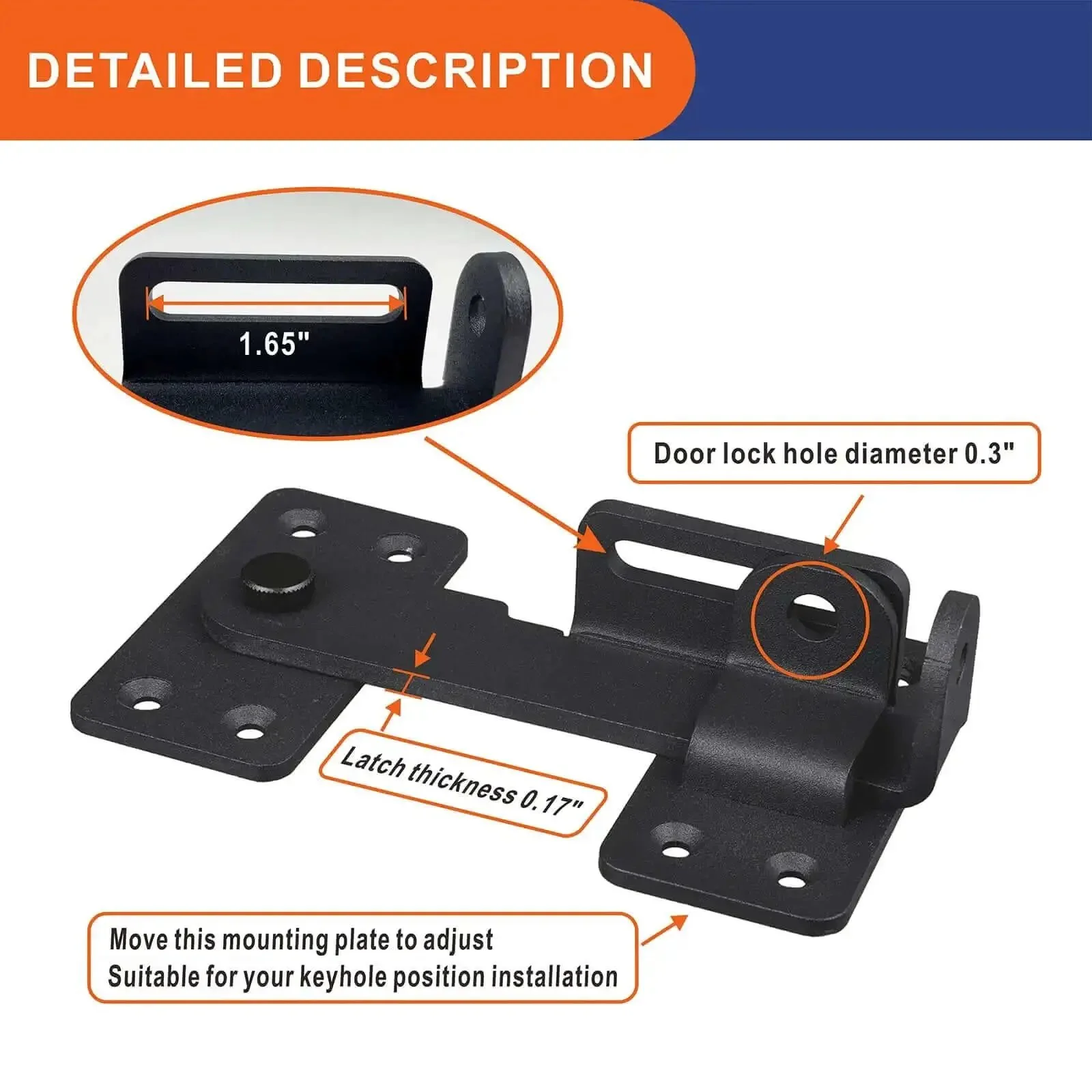 Heavy Duty 90 Degree Gate Latch With Padlock Hole For Barn Doors Fences Cabinets And Windows Tough As Nails Steel Mount Powder Coated Corrosion Resistant Easy To Install Security Lock Bolt Latch For Indoor Or Outdoor Use - Image 8