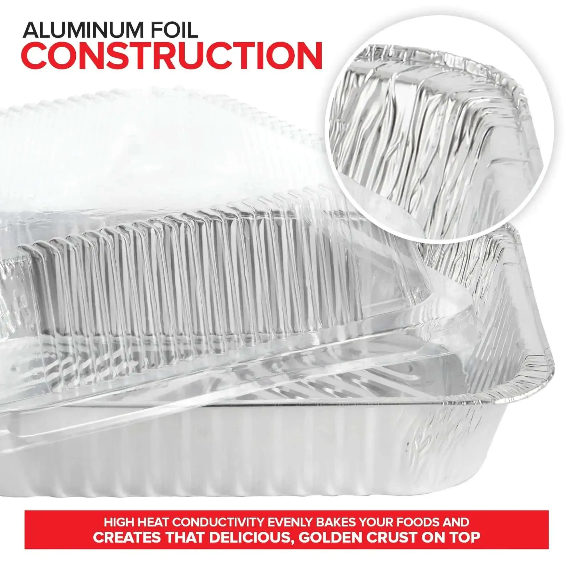 Heavy Duty 9x13 Aluminum Baking Pan With Lids 10 Pack Built Tough Durable Rectangular Tray For Lasagna And More Clear Dome Cover Keeps Your Food Fresh - Image 5