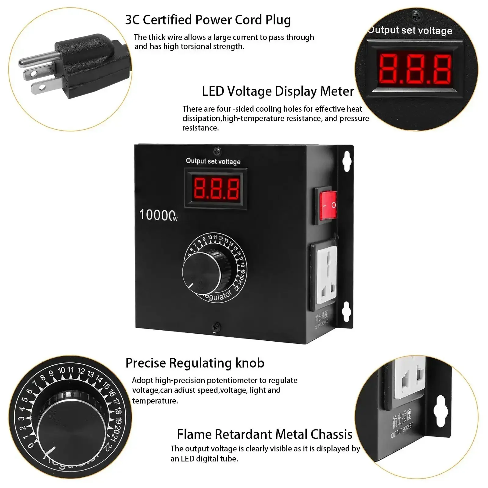 Heavy Duty AC Variable Speed Controller For Tools And Appliances, 120V To 240V Input, Adjustable Output Up To 220V, 22A Max, Power Up Your Electric Tools, Fans, Kettles And Stoves, Built With Premium SCR Components - Image 5
