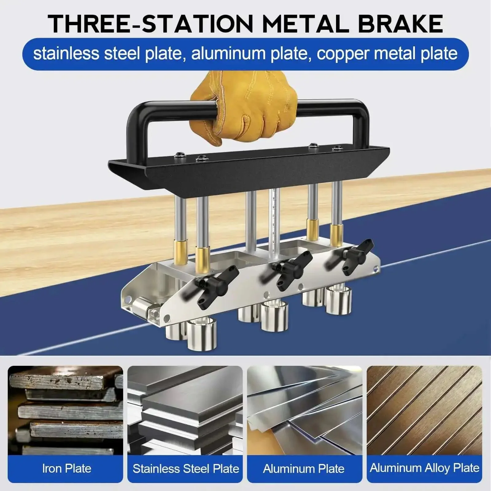 Heavy Duty Adjustable Rebar Bender With Three Station Edge Roller For 0 To 90 Degree Bends, Large Metal Bender Bends From Five Eighths Inch To Four Inches, Fits 29 To 22 Gauge Steel, Tough-As-Nails Aluminum Handle - Image 5