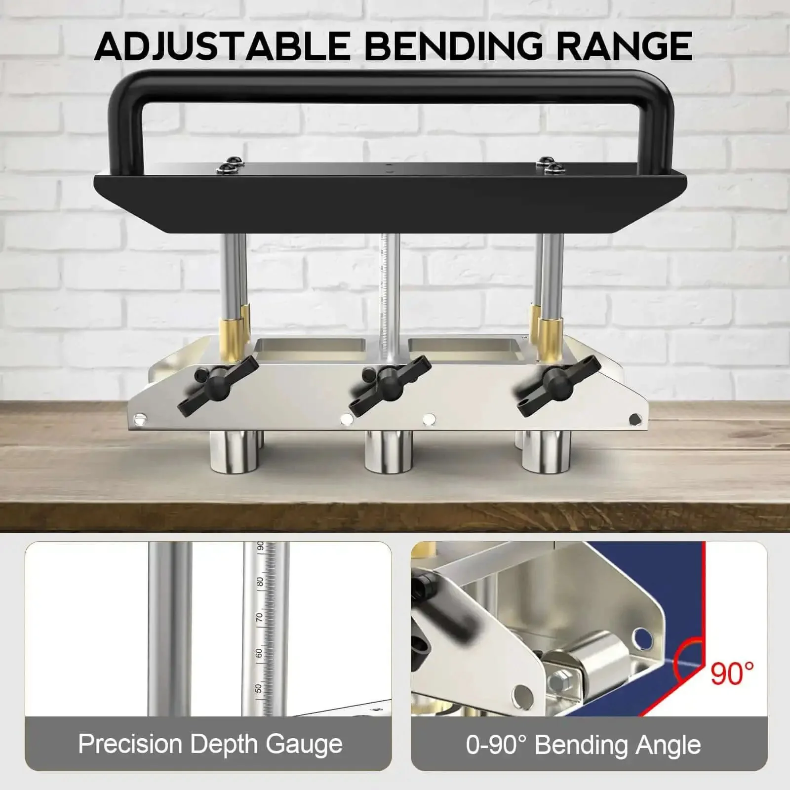 Heavy Duty Adjustable Rebar Bender With Three Station Edge Roller For 0 To 90 Degree Bends, Large Metal Bender Bends From Five Eighths Inch To Four Inches, Fits 29 To 22 Gauge Steel, Tough-As-Nails Aluminum Handle - Image 6
