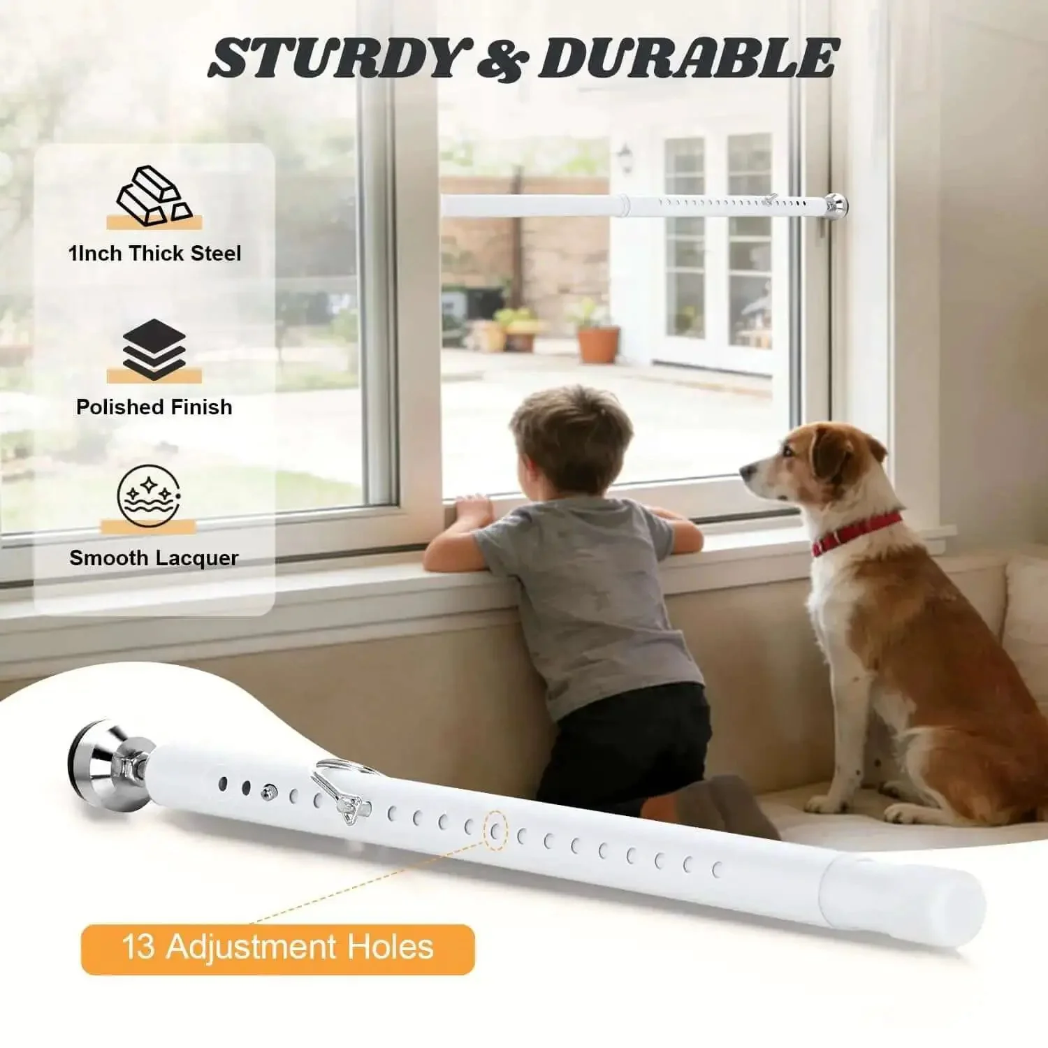 Heavy Duty Adjustable Sliding Door Security Bar For Home And Travel Anti Pry Door Stopper Keeps Intruders Out Perfect For Apartments Hotels Seniors Kids And Pets White - Image 4