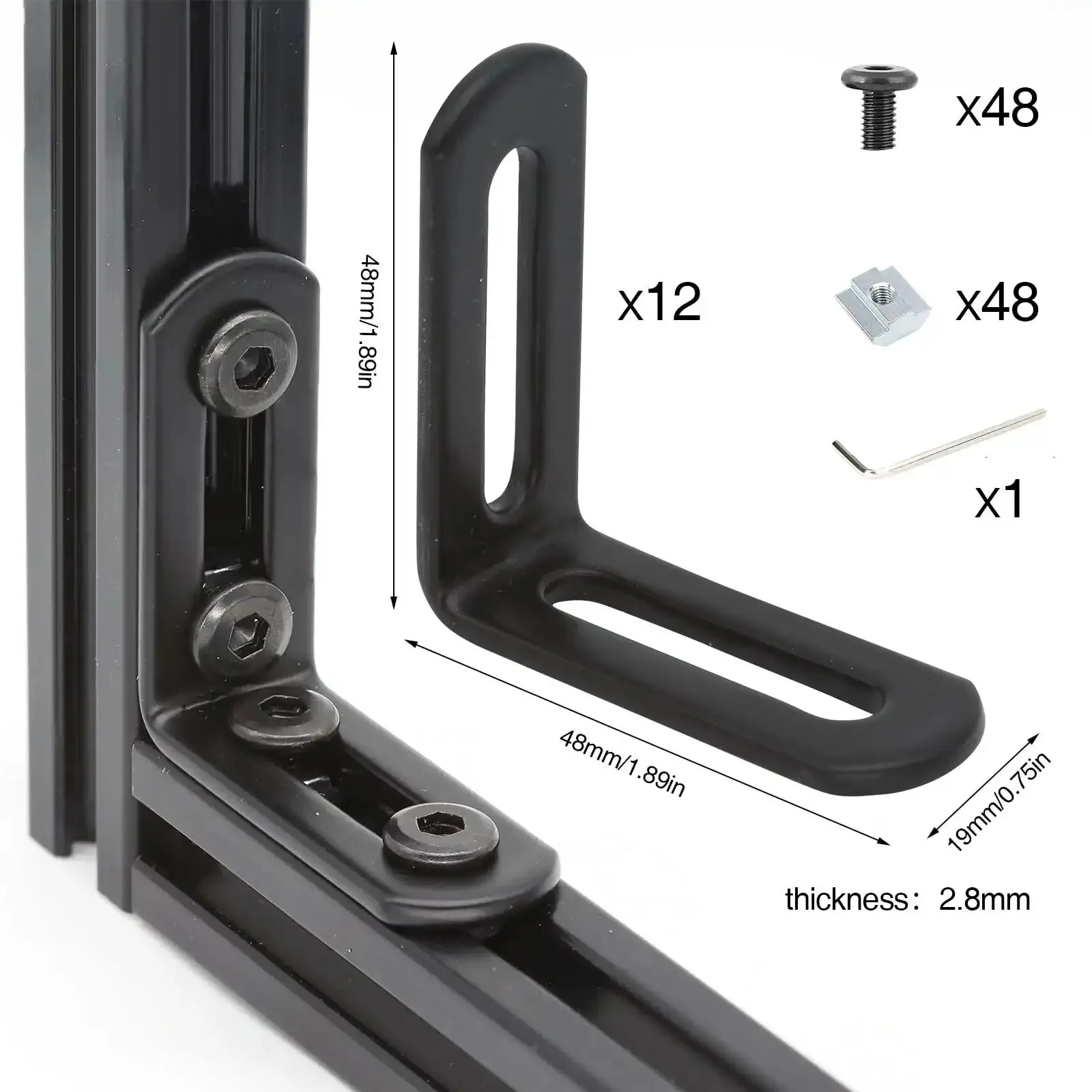 Heavy Duty Aluminum Extrusion Corner Brackets Kit With Ultra Strong L Shape Brackets And 48 M5 T Slot Nuts 48 Screws And 1 Wrench 90 Degree Angles Built To Last For DIYers Robotic Frames And Rugged Frame Builds - Image 8