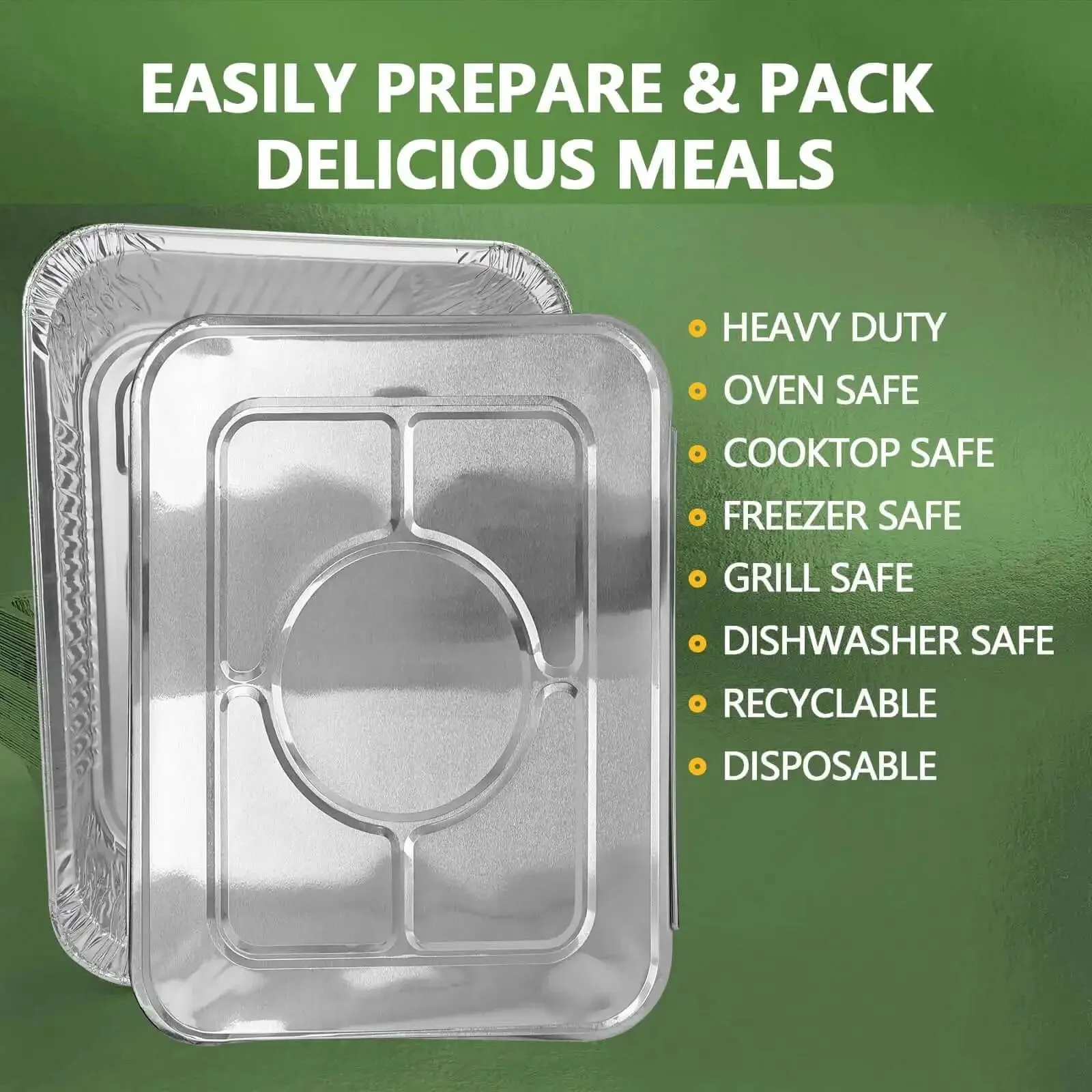 Heavy Duty Aluminum Foil Pans Set With Lids, 10 Pack Half Size Steam Table Trays, 9x13 Inches, 3500ml Capacity, 120 Micron Thick, BPA Free, Ideal For Cooking, Baking, Roasting Or Chafing Dishes And Catering Use - Image 4