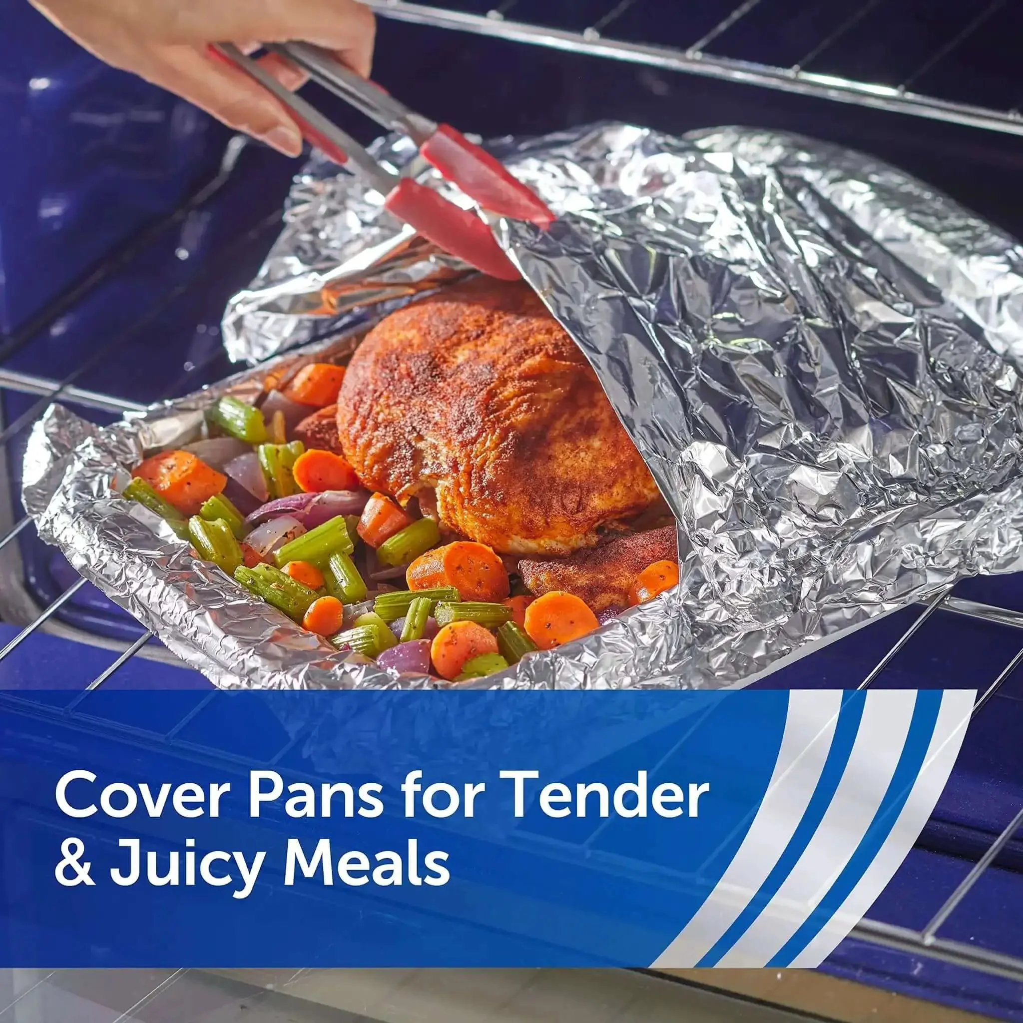 Heavy Duty Aluminum Foil Roll Beefy Strength 12 Inch Wide 50 Square Feet With Secure Easy Open Tab Great For Roasting Turkey Grilling Meal Prep And Keeping Leftovers Fresh - Image 3