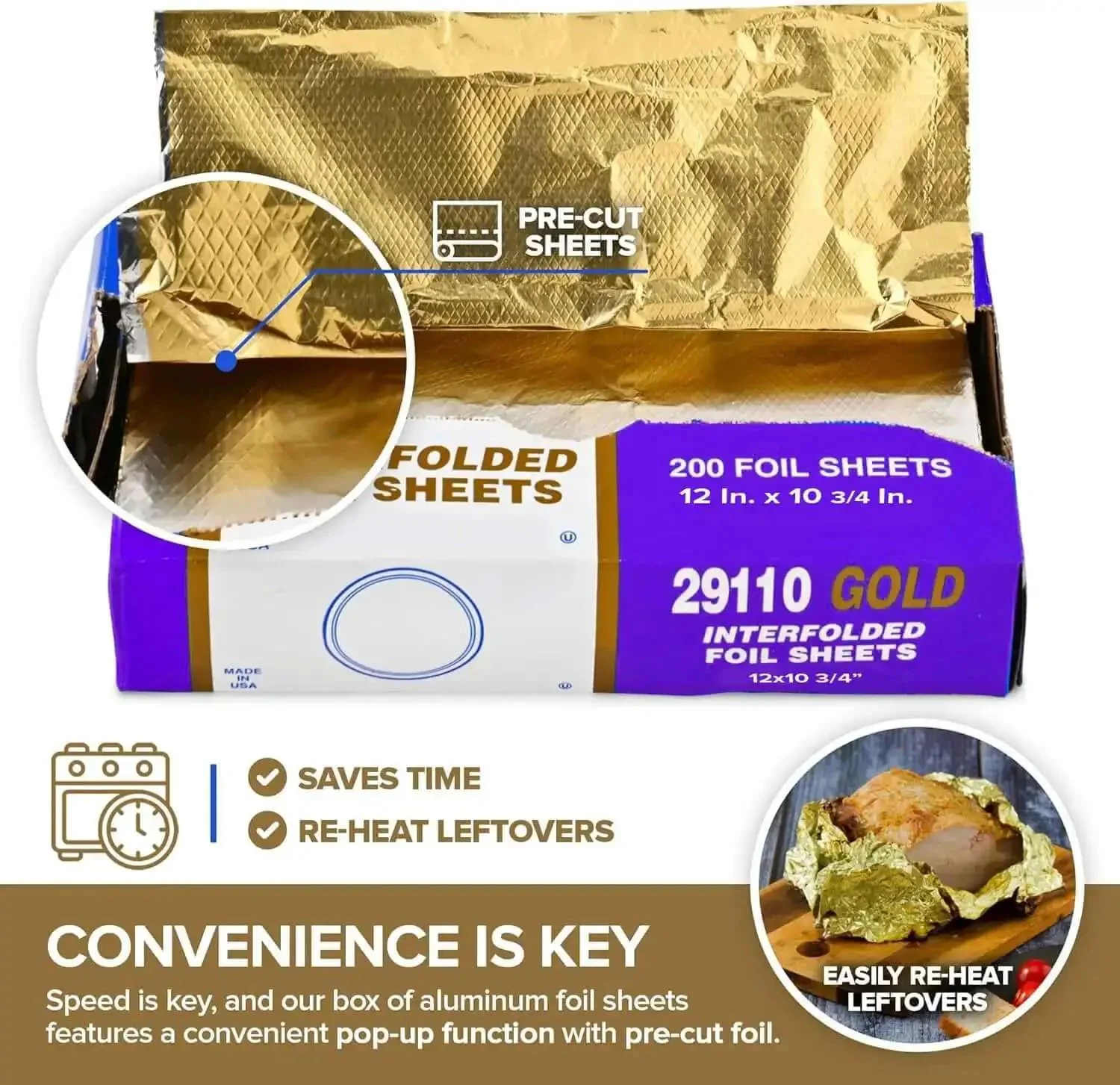 Heavy Duty Aluminum Foil Sheets 12 Inch Pop Up 200 Count Pre Cut For Restaurants And Home Kitchens Go To Wrap For Burritos Sandwiches Hot Dogs And More - Image 4