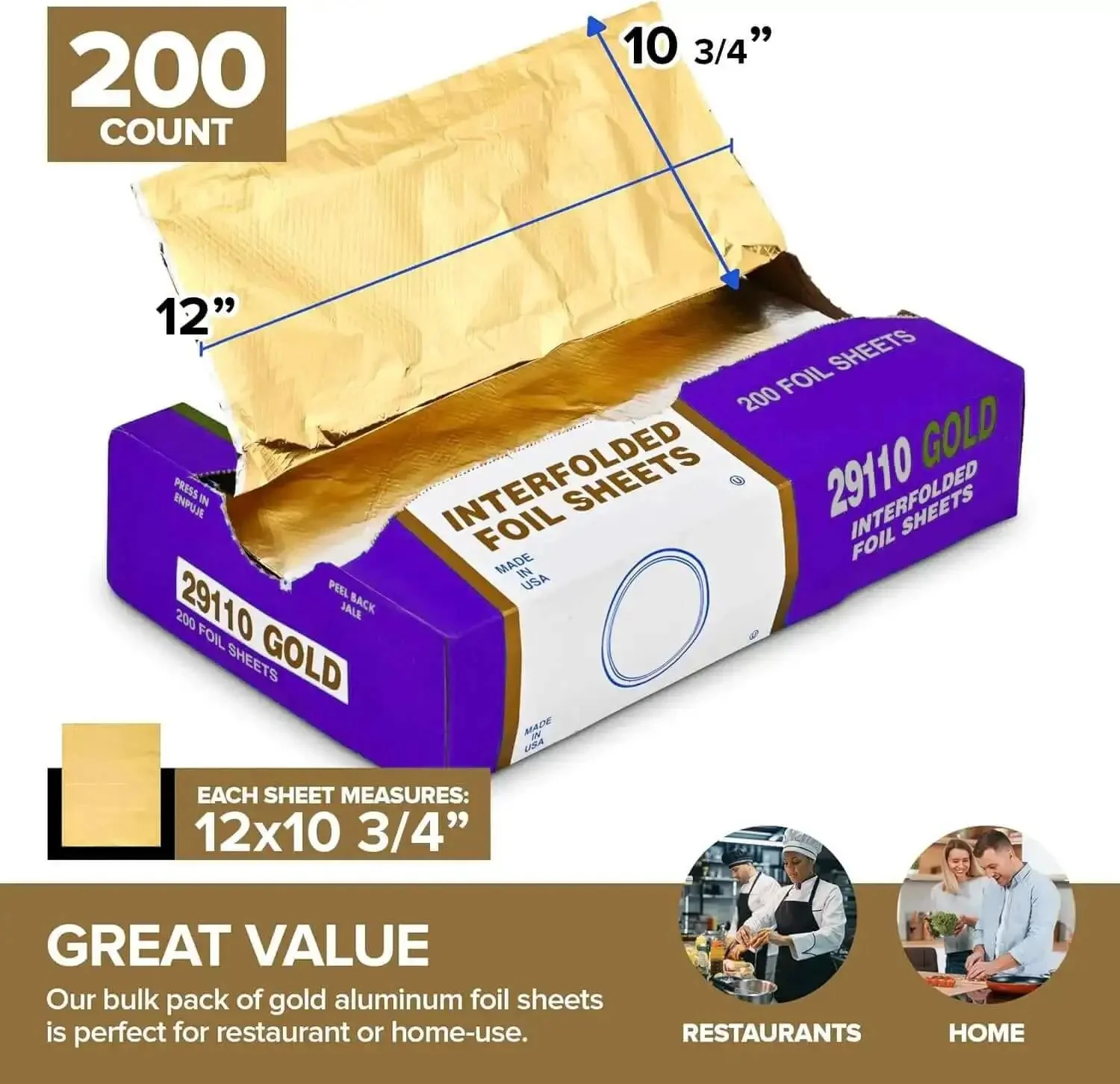 Heavy Duty Aluminum Foil Sheets 12 Inch Pop Up 200 Count Pre Cut For Restaurants And Home Kitchens Go To Wrap For Burritos Sandwiches Hot Dogs And More - Image 7