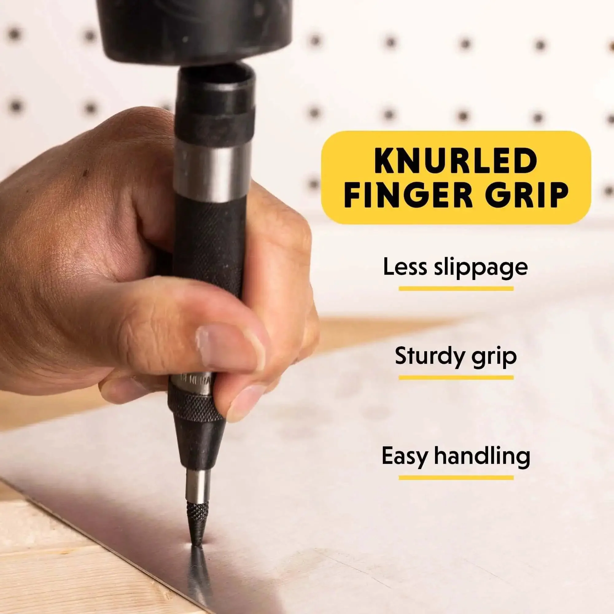 Heavy Duty Automatic Center Punch For Marking And Scribing Holes In Wood And Metal With One Hand Trigger Adjustable Spring Tension Steel Body Replaceable Hardened Point For Machinist And DIY Projects - Image 7