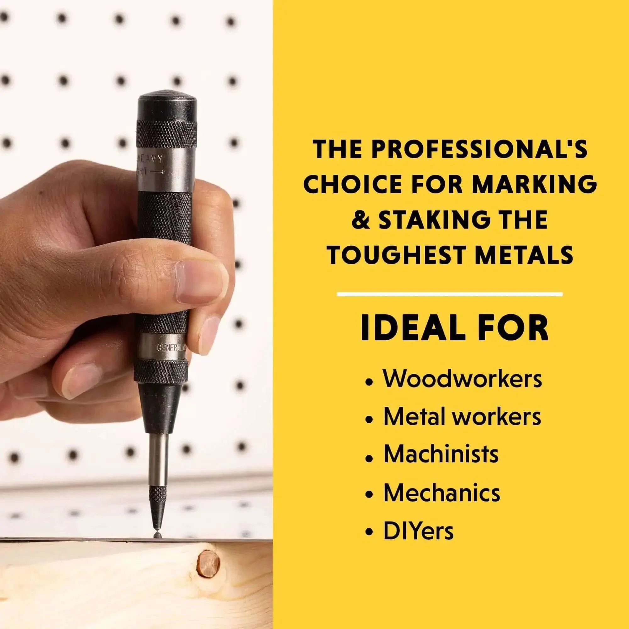 Heavy Duty Automatic Center Punch For Marking And Scribing Holes In Wood And Metal With One Hand Trigger Adjustable Spring Tension Steel Body Replaceable Hardened Point For Machinist And DIY Projects - Image 8