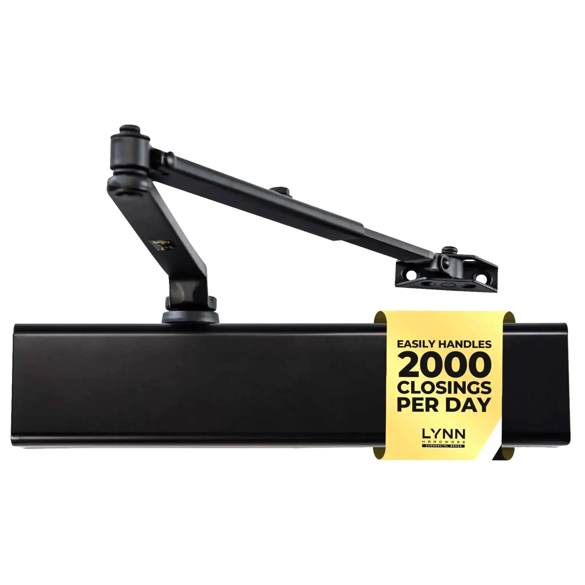 Heavy Duty Automatic Door Closer For High Traffic Doors, Beefed Up Commercial Grade With Adjustable Speed And Force, Delayed Closing Timer, Three Mounting Options, Fire Rated For Up To Three Hours, Durable Aluminum Body And Steel Arm, DC8016
