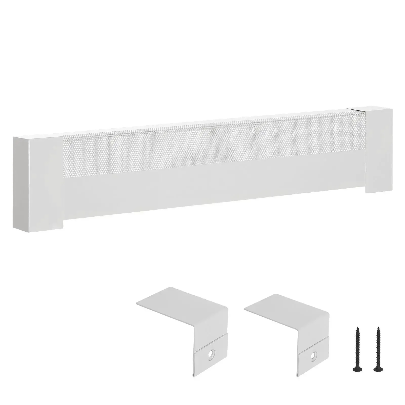 Heavy Duty Baseboard Heater Cover 3 Ft For Easy Bedroom Replacement Steel Front Panel Cover White Finish Standard Size Fits 7.5 To 9.5 Inch Backplate And 5 To 6.75 Inch Element Gap No Fuss DIY Friendly