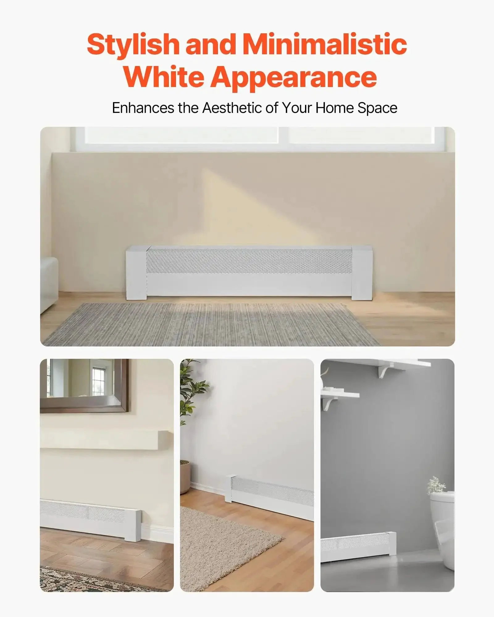 Heavy Duty Baseboard Heater Cover 3 Ft For Easy Bedroom Replacement Steel Front Panel Cover White Finish Standard Size Fits 7.5 To 9.5 Inch Backplate And 5 To 6.75 Inch Element Gap No Fuss DIY Friendly - Image 5