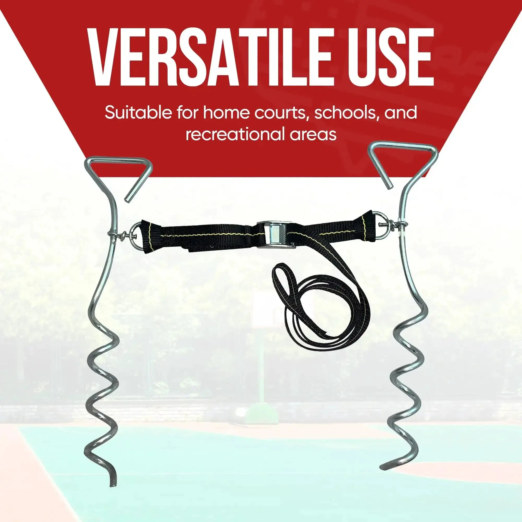 Heavy Duty Basketball Hoop Anchor Tie Down Kit For Secure Court Setup Ground Stakes Trampoline Anchors Easy One Piece Installation Keeps Your Hoop From High Winds Made In USA - Image 3