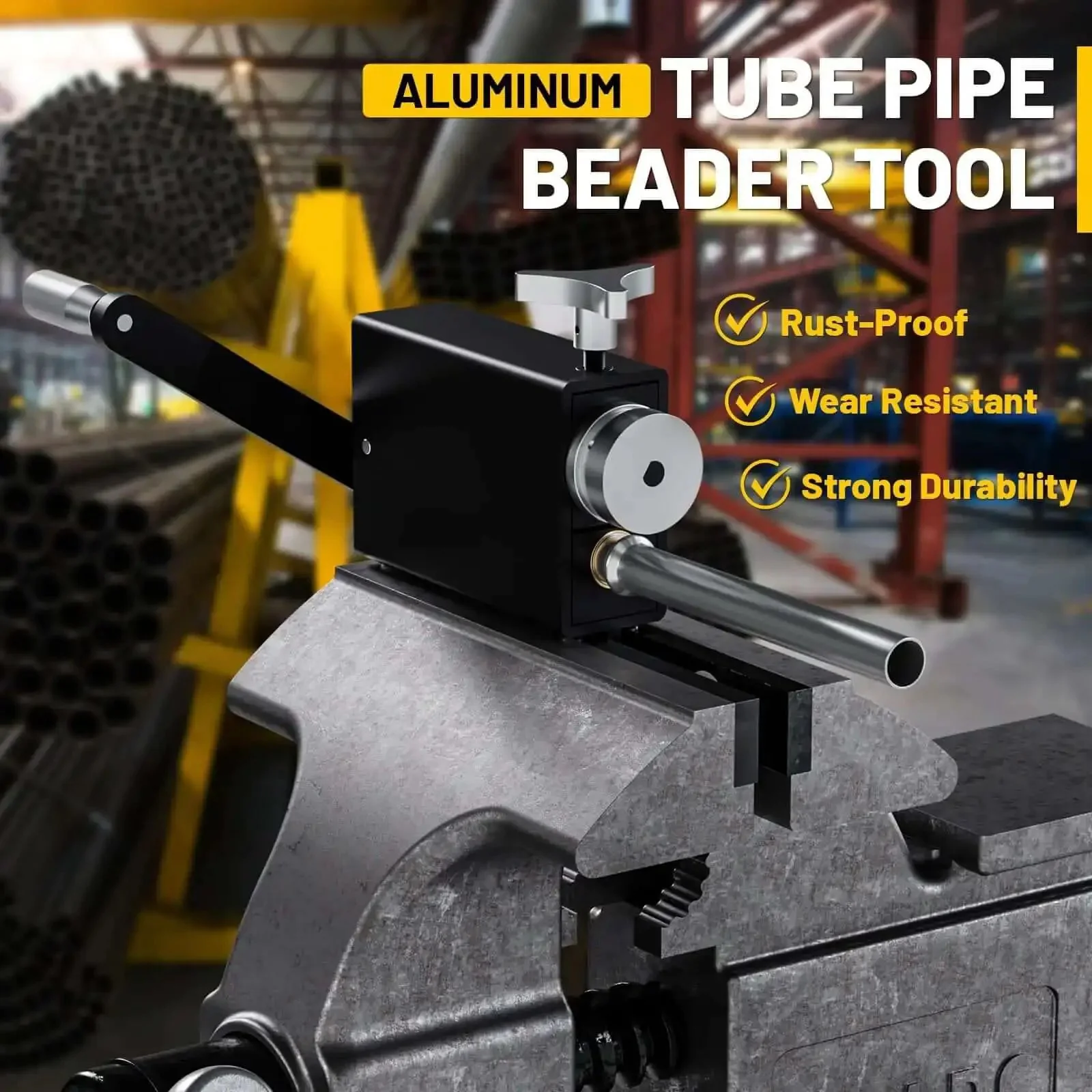 Heavy Duty Bead Roller Tool For Tube And Pipe Beading, Pro Grade Tubing Beader Roller Forming Tool For Intake And Intercooler Piping, Fits Five Eighths Inch And Larger Aluminum Or Copper Tubing, Durable Anodized Aluminum And Stainless Steel - Image 2