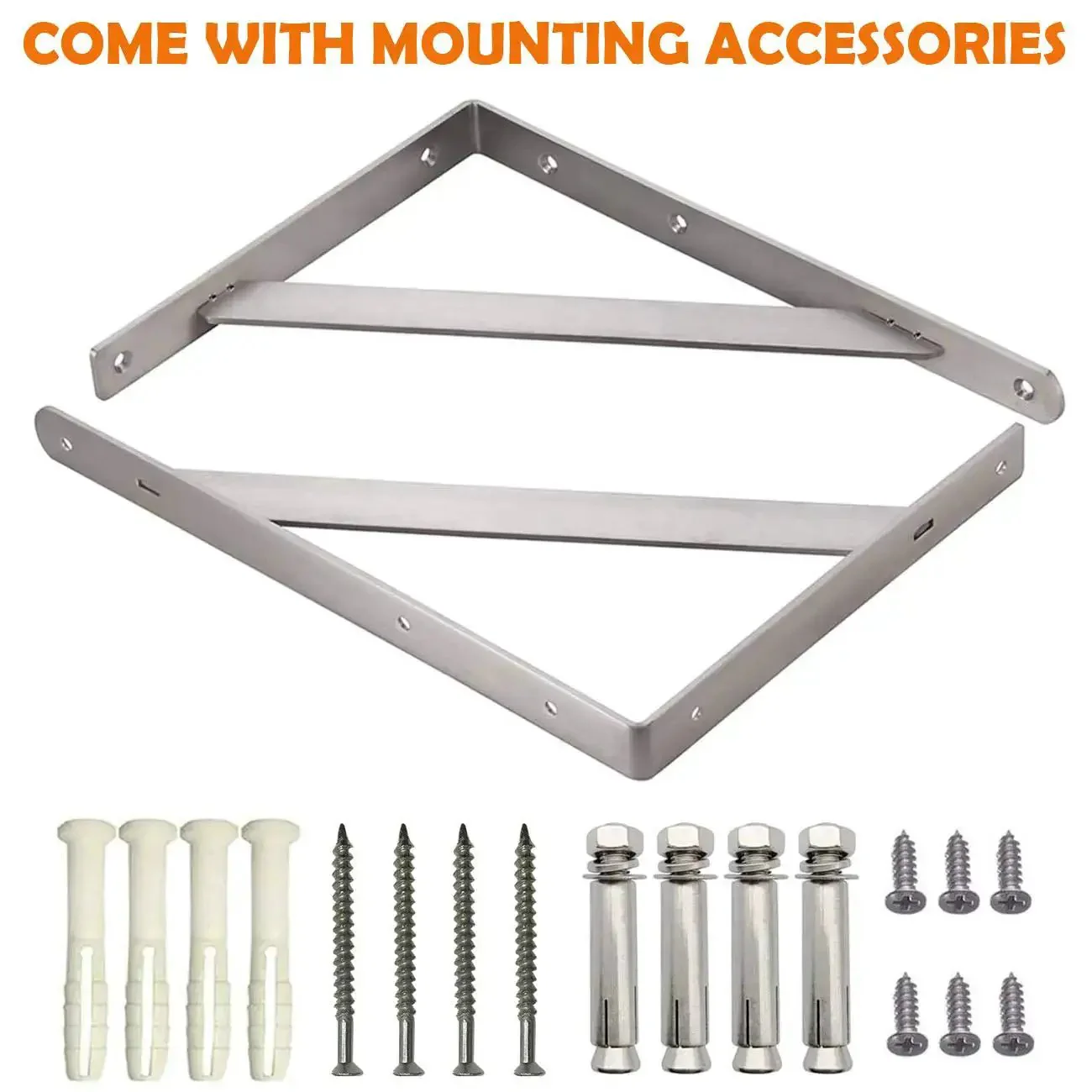 Heavy Duty Beefy Stainless Steel Shelf Brackets 16 By 12 Inches Max Load 550 Lb Built To Last Solid Corner Brace Right Angle Shelf Support Space Saving DIY Brackets Pack Of 2 No Paint Needed - Image 2
