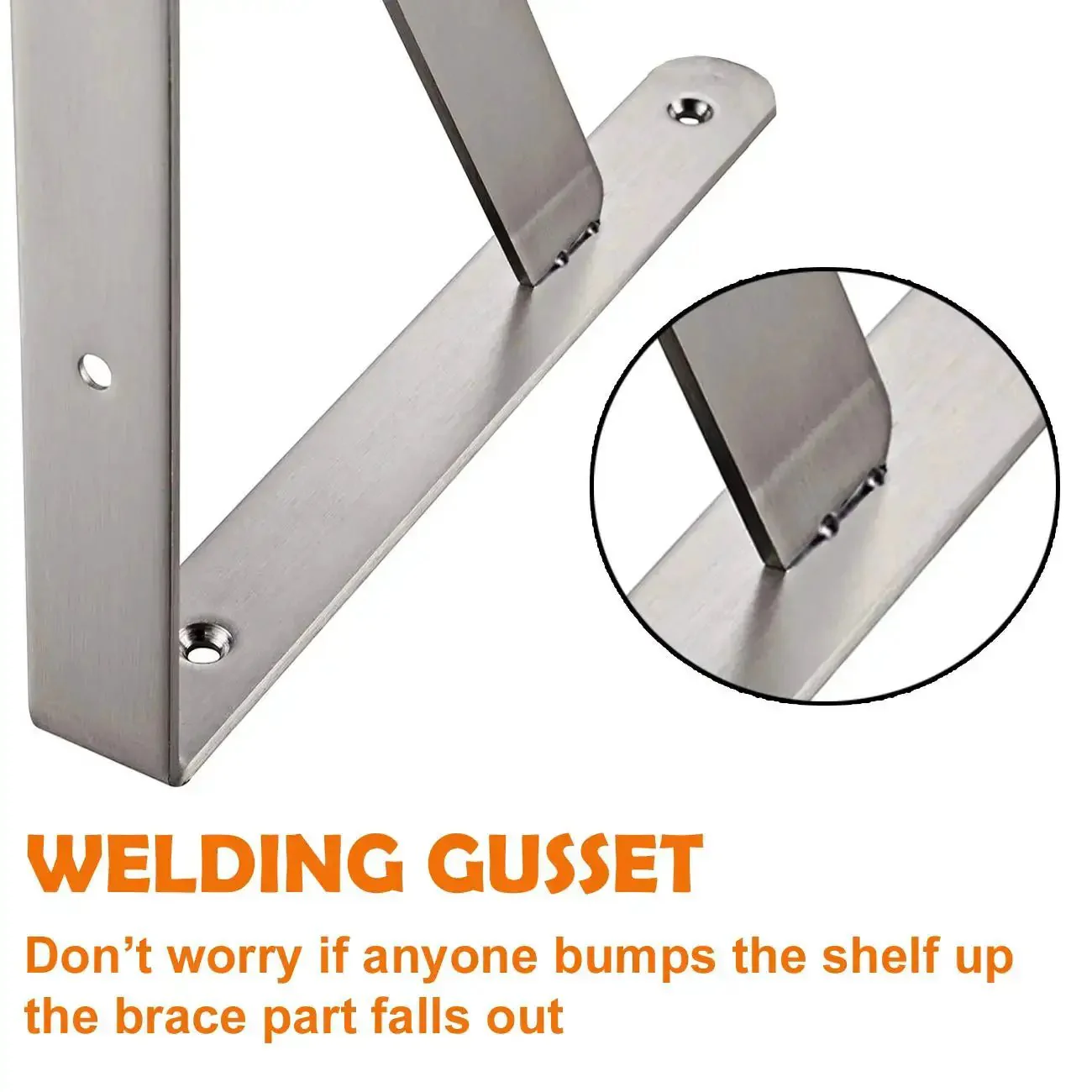 Heavy Duty Beefy Stainless Steel Shelf Brackets 16 By 12 Inches Max Load 550 Lb Built To Last Solid Corner Brace Right Angle Shelf Support Space Saving DIY Brackets Pack Of 2 No Paint Needed - Image 5