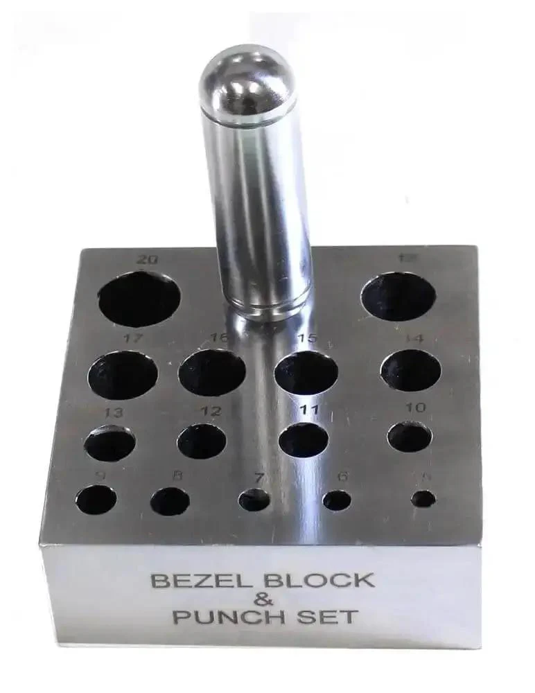 Heavy Duty Bezel Block And Punch Set For Soft Metal Sheets, 4x4x1.5 Inch Frame, 17 Degree Point, 5 To 20mm Punch Sizes, Pro Grade Jewelry Making Tool For Gold, Silver, Brass, Copper And More - Image 2