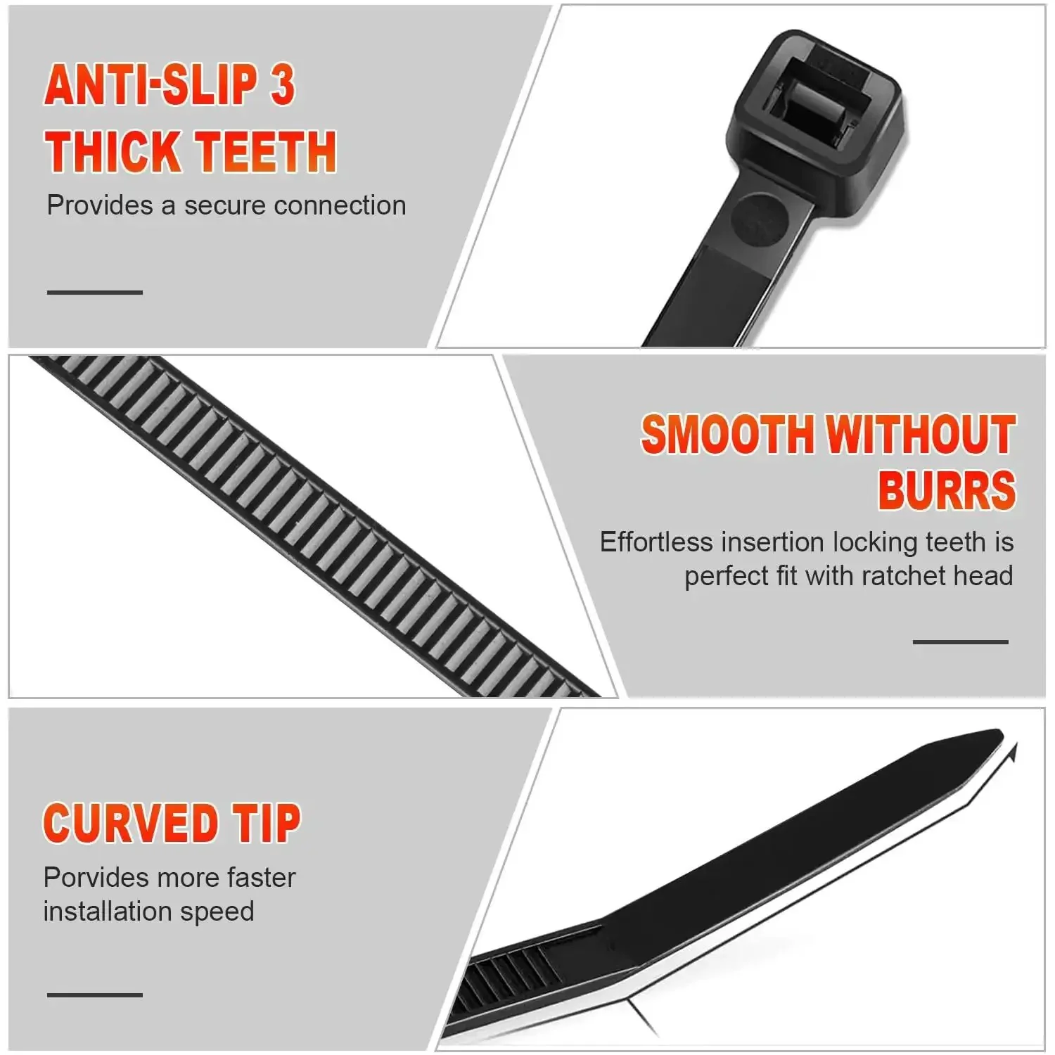 Heavy Duty Black Cable Ties 14 Inch 0.18 Inch Wide 1200 Pack Self Locking Nylon 66 Zip Ties With 50lb Tensile Strength For Indoor Outdoor Use UV Resistant Weatherproof Durable Tie Wraps Built Tough For Any Job - Image 5