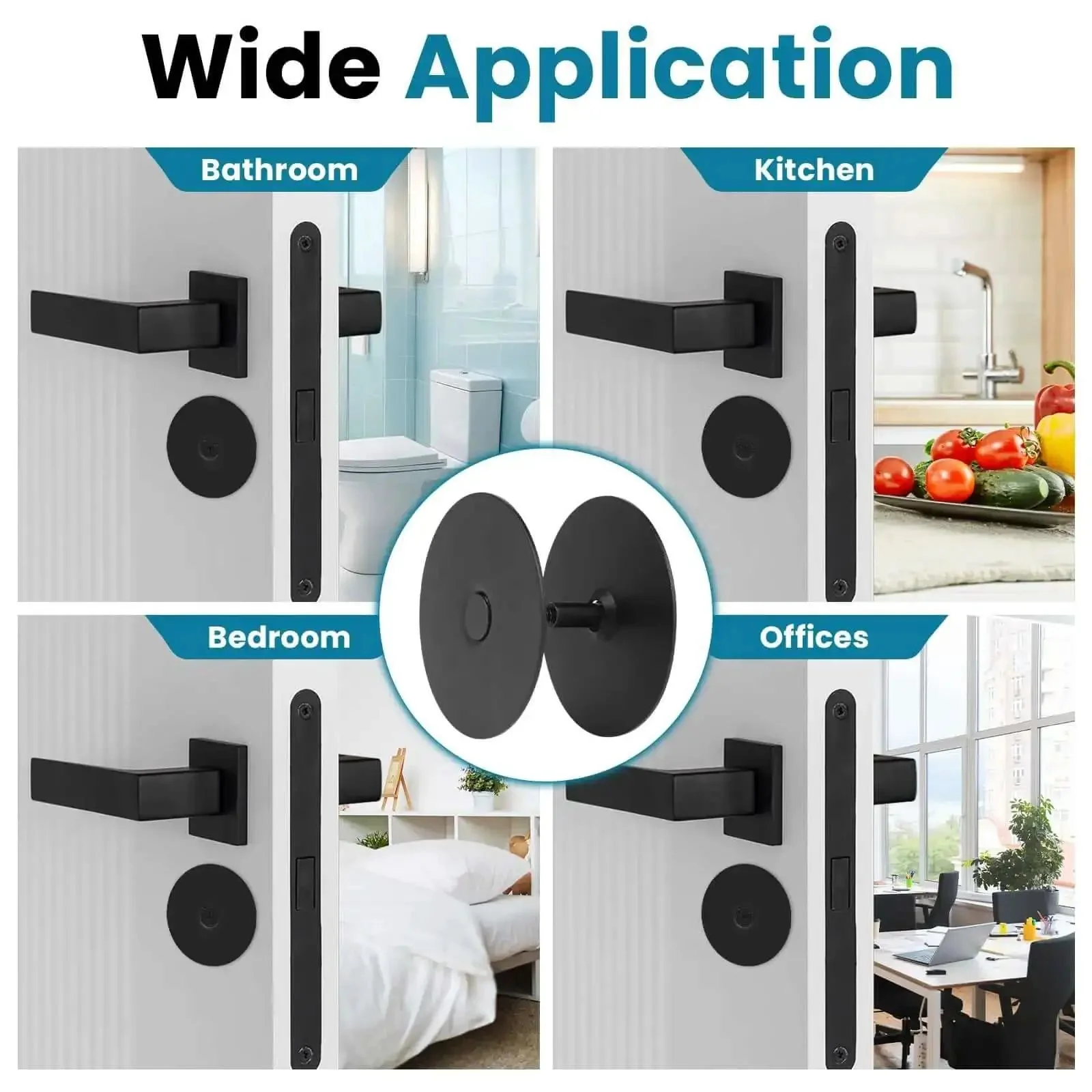 Heavy Duty Black Door Hole Cover Plate Two And Five Eighths Inch Round Deadbolt Cover With Screws Steel Hole Filler Plate For Doors And Locks Seamless Repair For Holes And Damaged Door Edges One Pack - Image 2