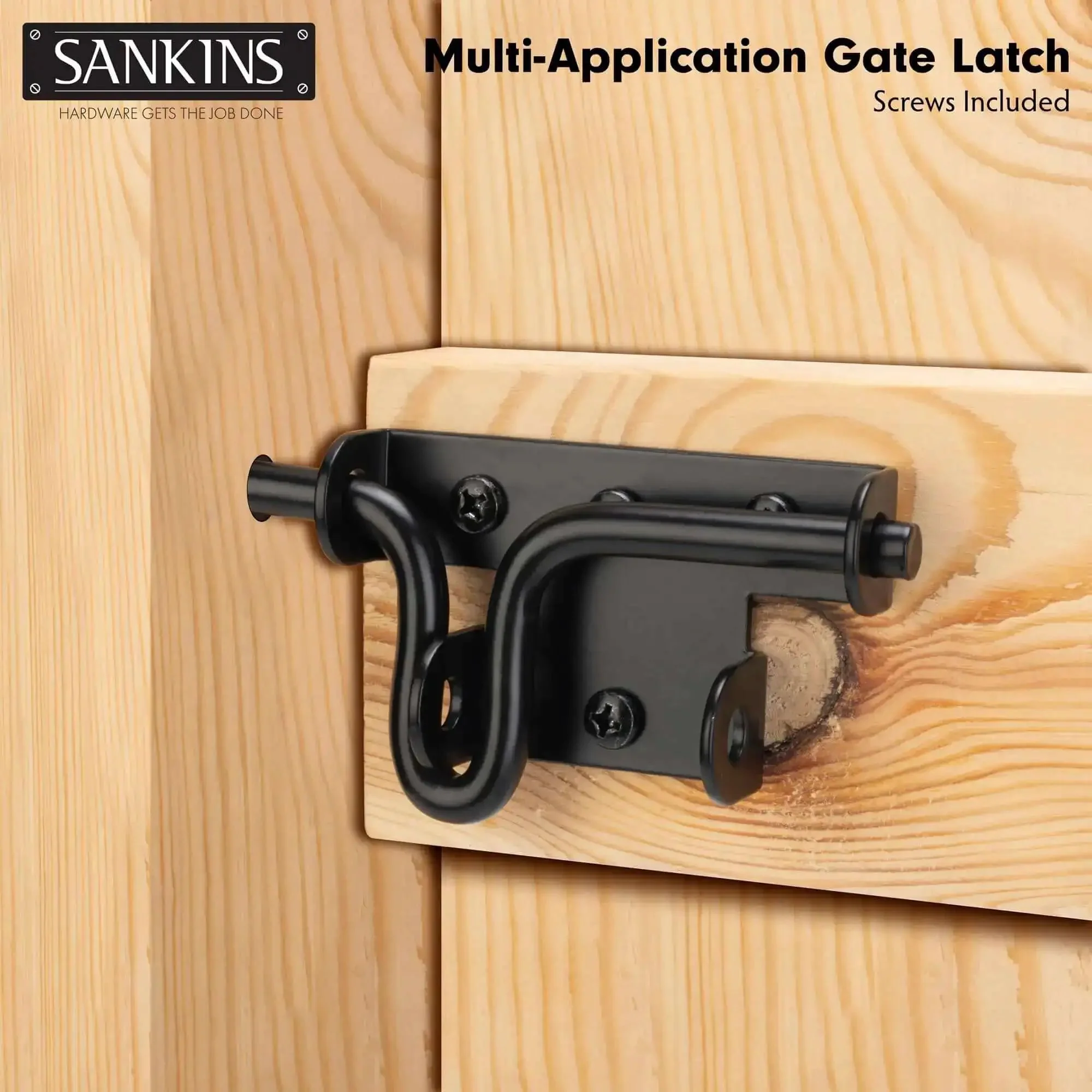 Heavy Duty Black Slide Bolt Gate Latch For Wooden Fences And Vinyl Gates With Padlock Hole, Tough As Nails Gate Lock Hardware For Barns And Sheds, Rustproof Iron Design, Built To Weather Any Job, 1 Pack - Image 2