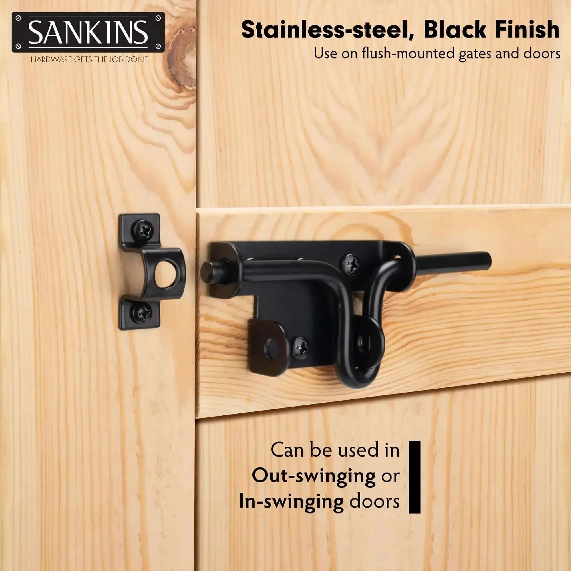 Heavy Duty Black Slide Bolt Gate Latch For Wooden Fences And Vinyl Gates With Padlock Hole, Tough As Nails Gate Lock Hardware For Barns And Sheds, Rustproof Iron Design, Built To Weather Any Job, 1 Pack - Image 3