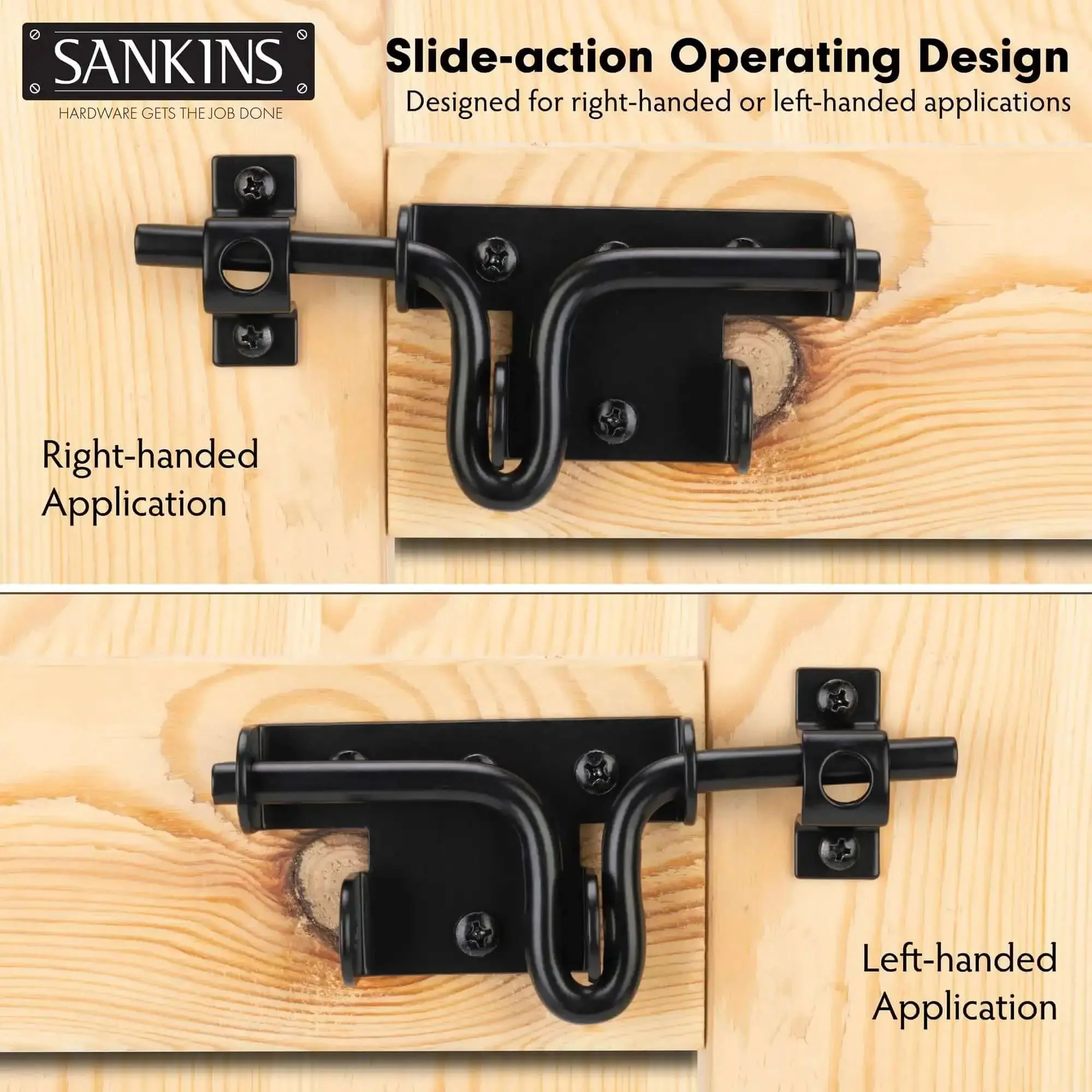 Heavy Duty Black Slide Bolt Gate Latch For Wooden Fences And Vinyl Gates With Padlock Hole, Tough As Nails Gate Lock Hardware For Barns And Sheds, Rustproof Iron Design, Built To Weather Any Job, 1 Pack - Image 5