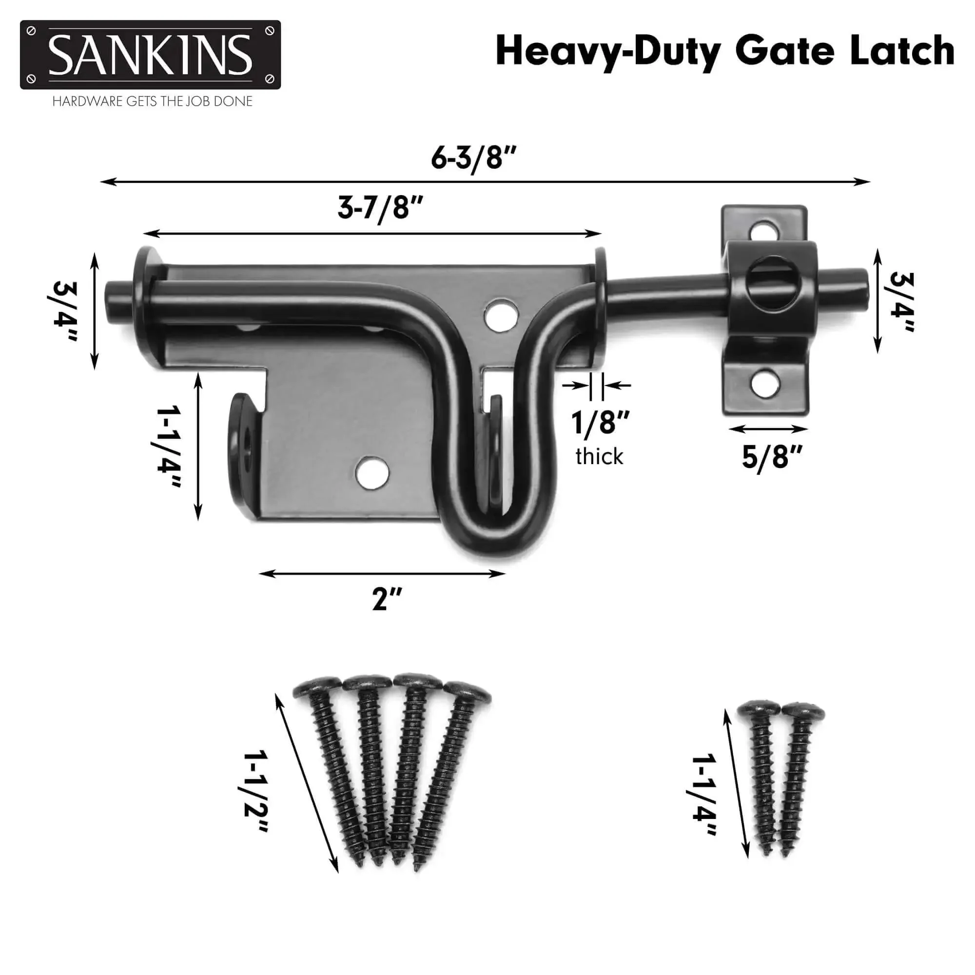 Heavy Duty Black Slide Bolt Gate Latch For Wooden Fences And Vinyl Gates With Padlock Hole, Tough As Nails Gate Lock Hardware For Barns And Sheds, Rustproof Iron Design, Built To Weather Any Job, 1 Pack - Image 6