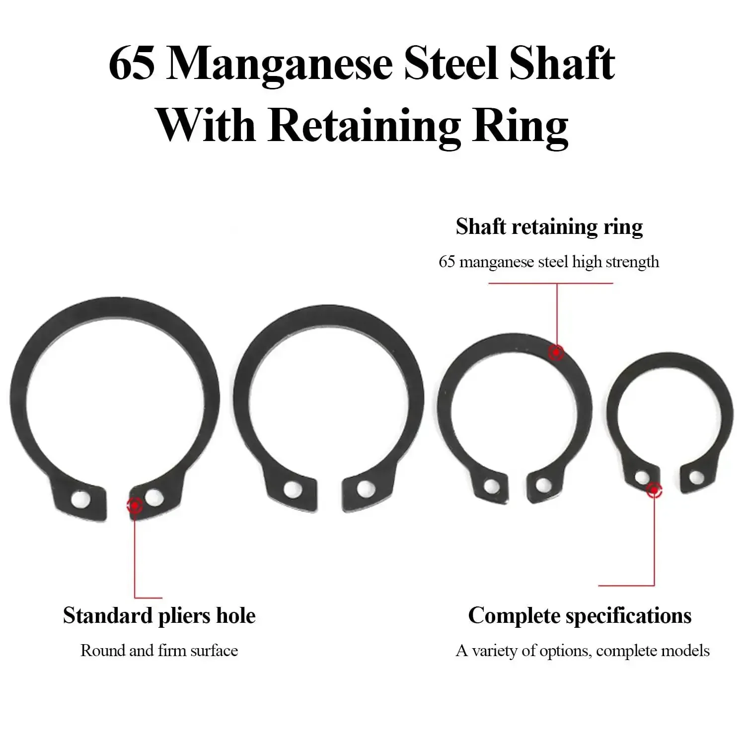 Heavy Duty C Clips External Retaining Rings 100 Pack Set In 65Mn Steel For Axles And Shafts 15mm To 19mm Durably Plated Black Snap Rings High Temp Resistance Ready To Lock In - Image 7