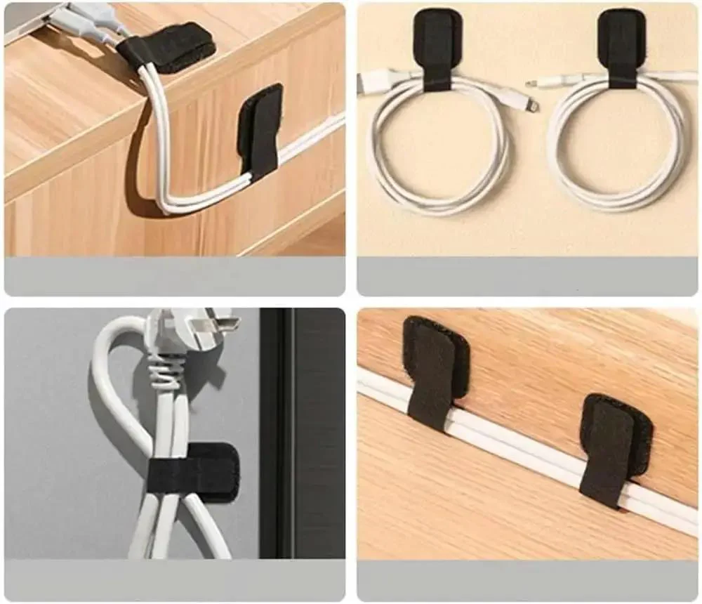 Heavy Duty Cable Organizer Kit For Desk And PC Setup Reusable Nylon Cable Ties With Hook And Loop Fasteners Keeps Data Cables Power Cords And Network Cables Neat And Cord Management Ready - Image 2