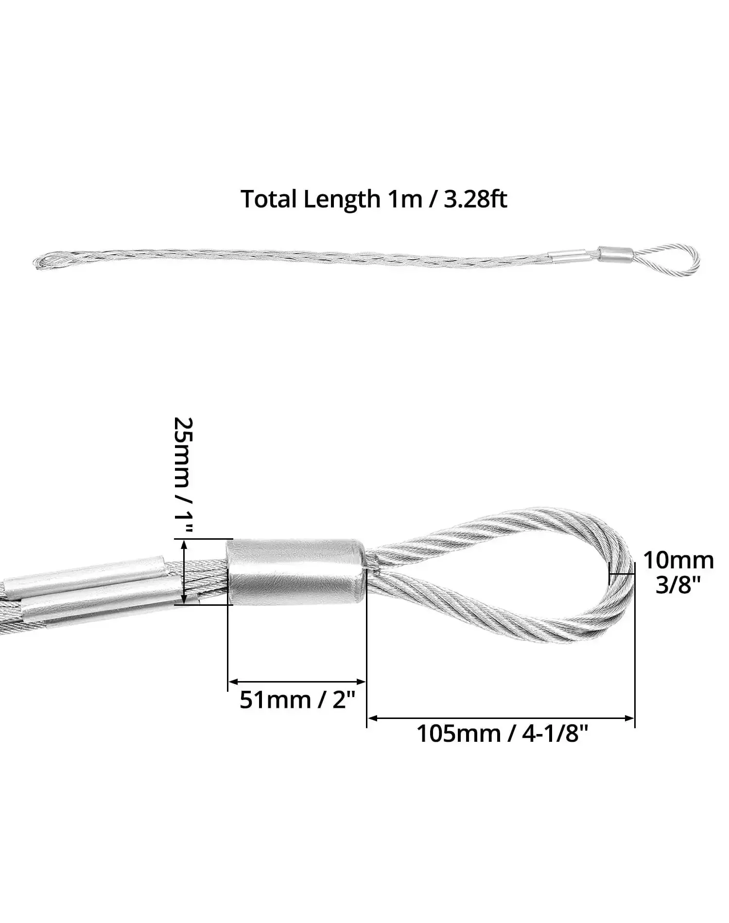 Heavy Duty Cable Pulling Socks Grip With 3306 Lbs Breaking Strength, 3.3 Ft Mesh Eye Clip For 1 To 2 Inch Cables, Galvanized Steel Wire, Rust Resistant, Secure Pulling Grip For Wires - Image 3