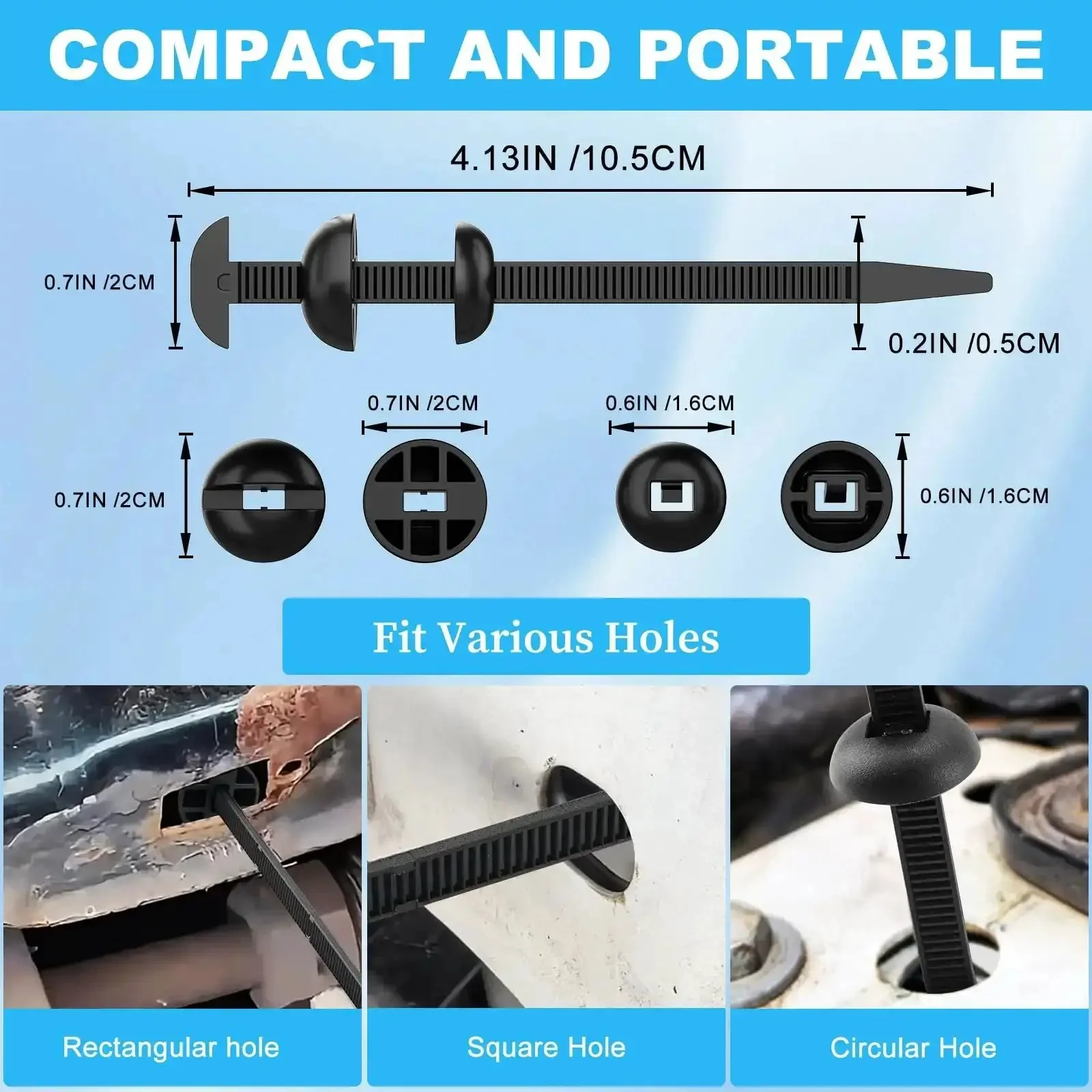 Heavy Duty Car Fastener Kit No Hassle With 50Pcs Nylon Universal Cable Tie Buckles And Self Locking Zip Ties Pin And Button Upgraded Automotive Zipper Clips Dome Top Design For Bumpers Fender Liners Door Panels And Trim - Image 7