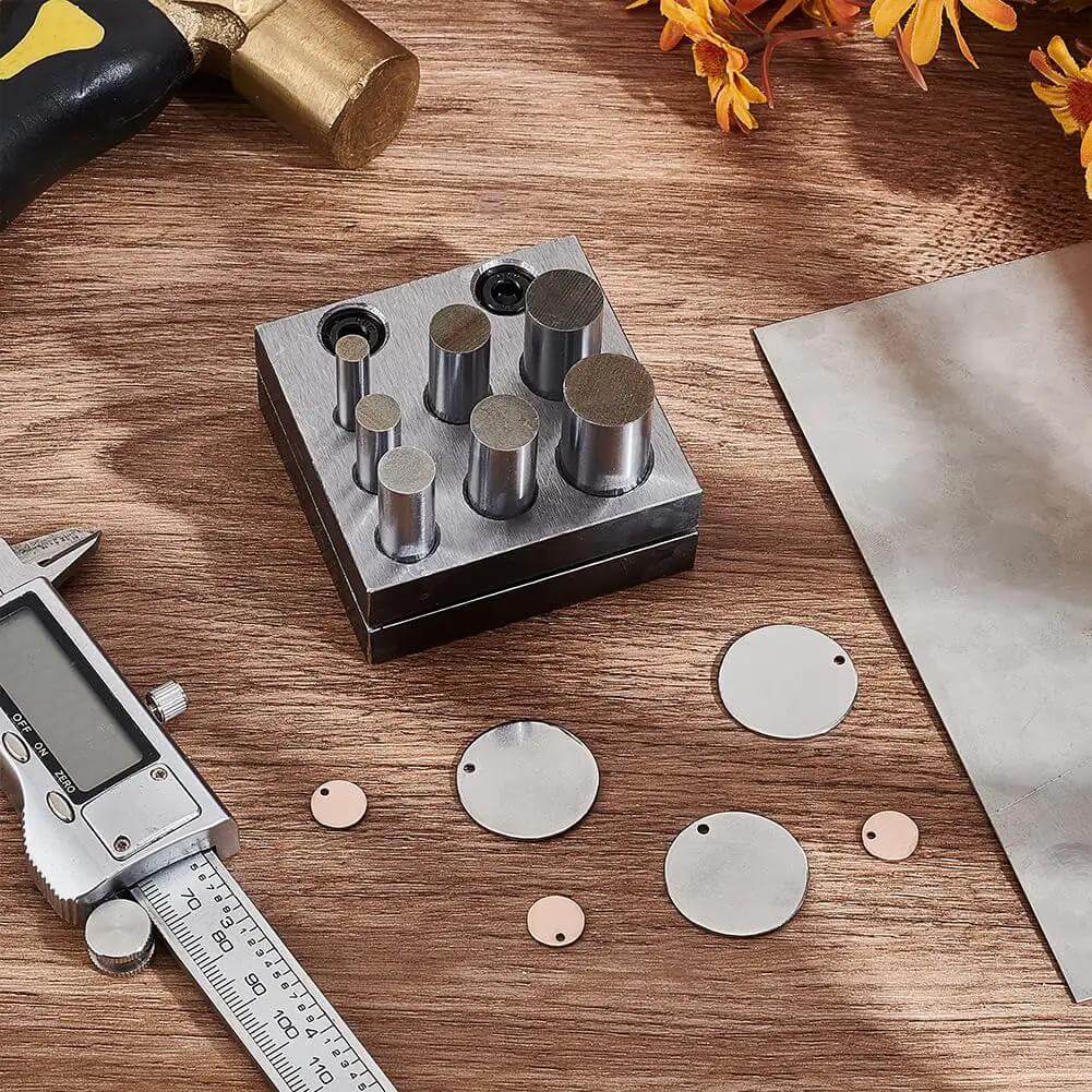 Heavy Duty Carbon Steel Disc Cutter Set For Jewelry Making Including Six Cutting Punches In 6mm 8mm 10mm 11mm 12mm And 14mm For Precise Circle Cutting And Forming Pendants Charms And Coins - Image 3