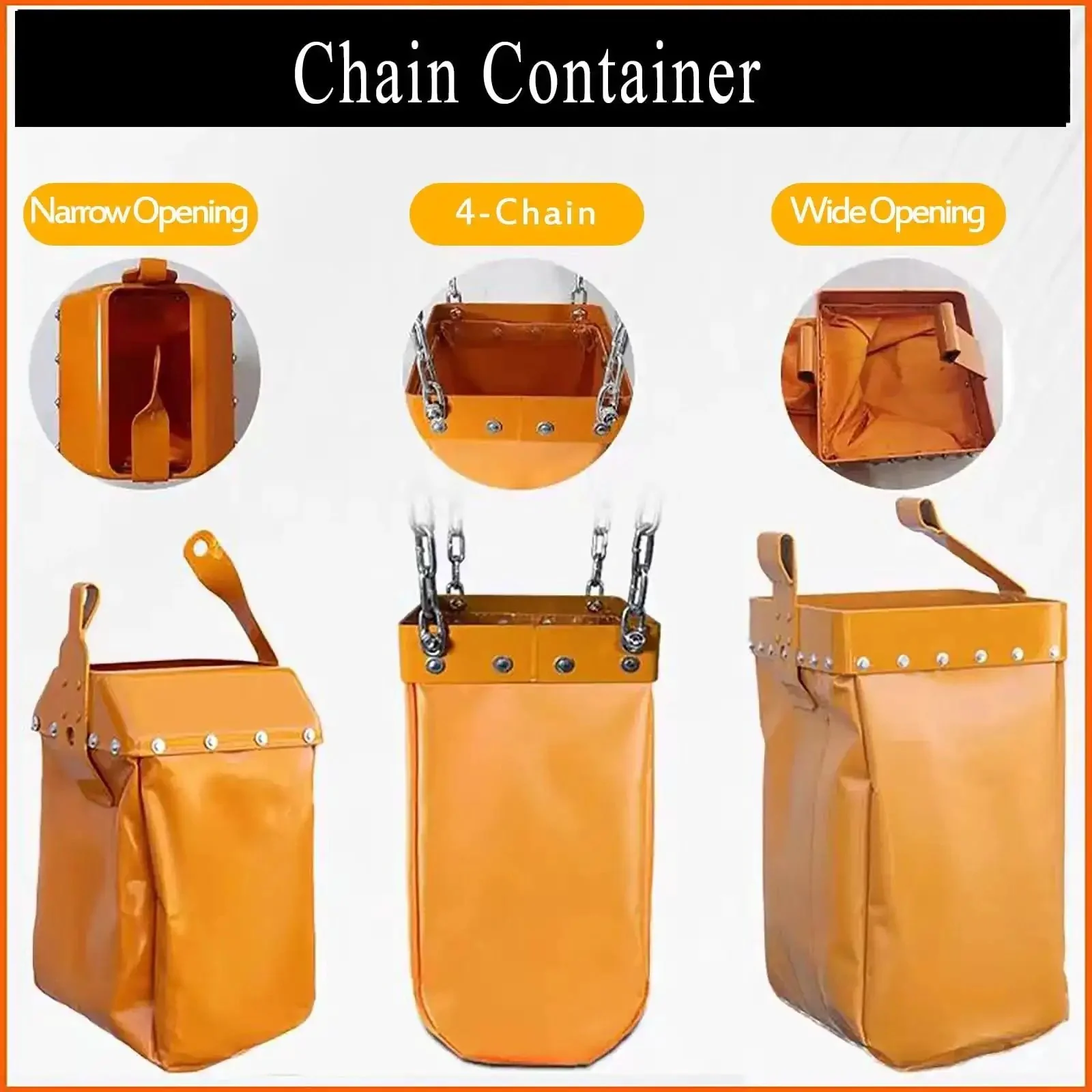 Heavy Duty Chain Bag Container For Overhead Manual Bridge Hoist Crane Chains Keep Chains Clean And Tangle Free With PVC Coated Mesh Secure Rivets Tight Stitching Waterproof UV Resistant Design - Image 4