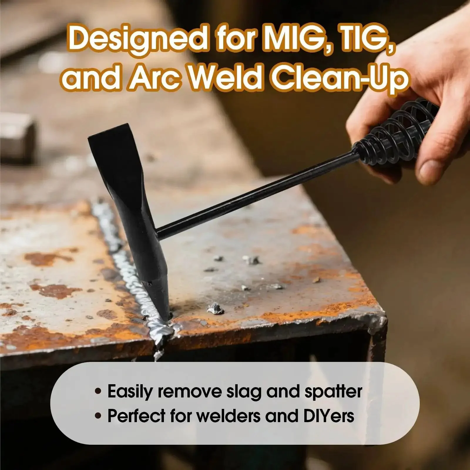 Heavy Duty Chipping Hammer And Wire Brush Set 10.6 Inch With Spring Handle For Weld Slag Removal And Spatter Cleanup A Must Have Welding Tools Kit For MIG TIG And Arc Welders - Image 5