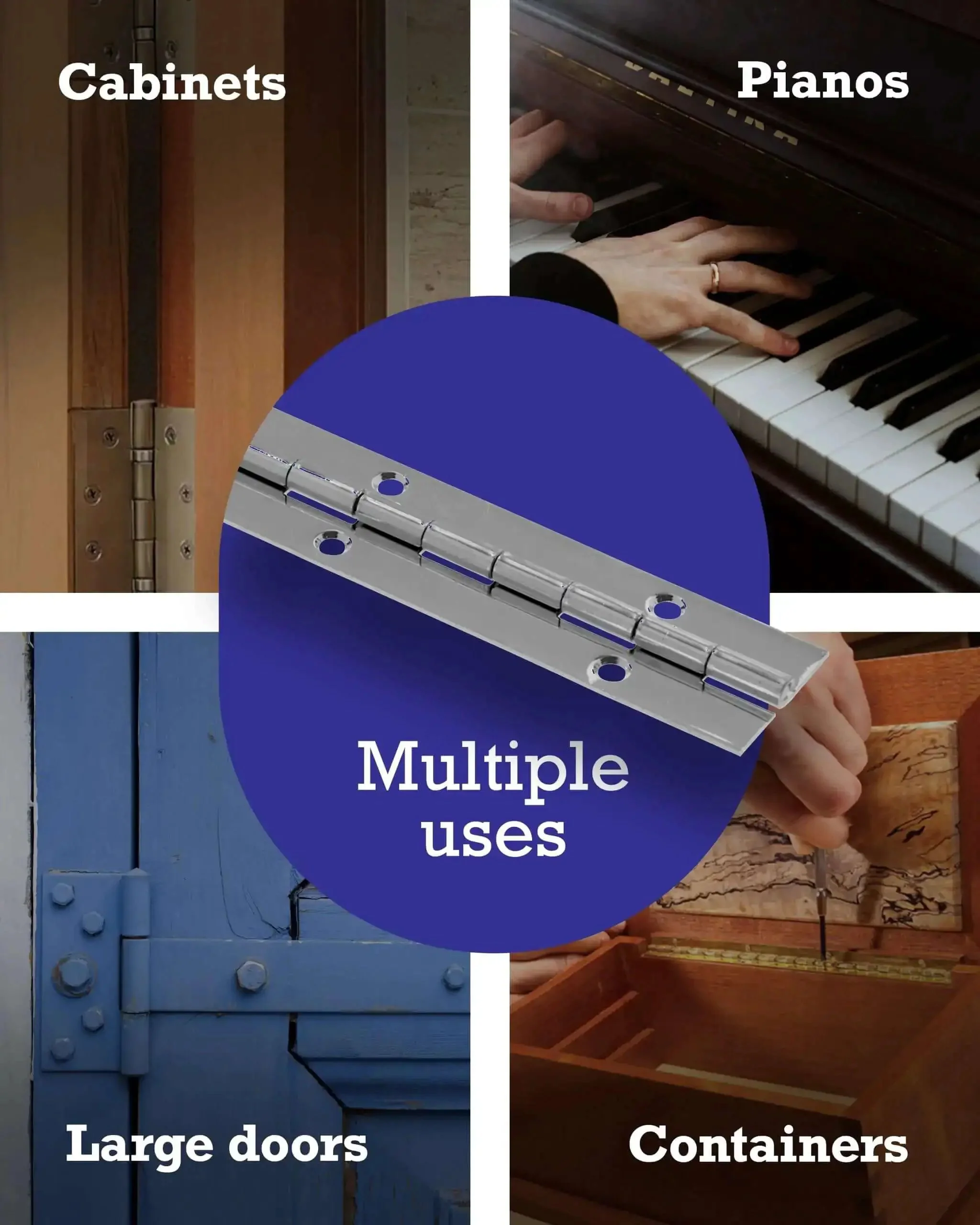 Heavy-Duty Continuous Pin Piano Hinge, 36 Inch By 1-1/2 Inch, Nickel Plated For Wood Or Metal Cabinets Doors Tool Sheds Boxes And Heavy Use Applications Ideal For Residential, Commercial And DIY Projects With A Corrosion-Resistant Nickel Finish - Image 4
