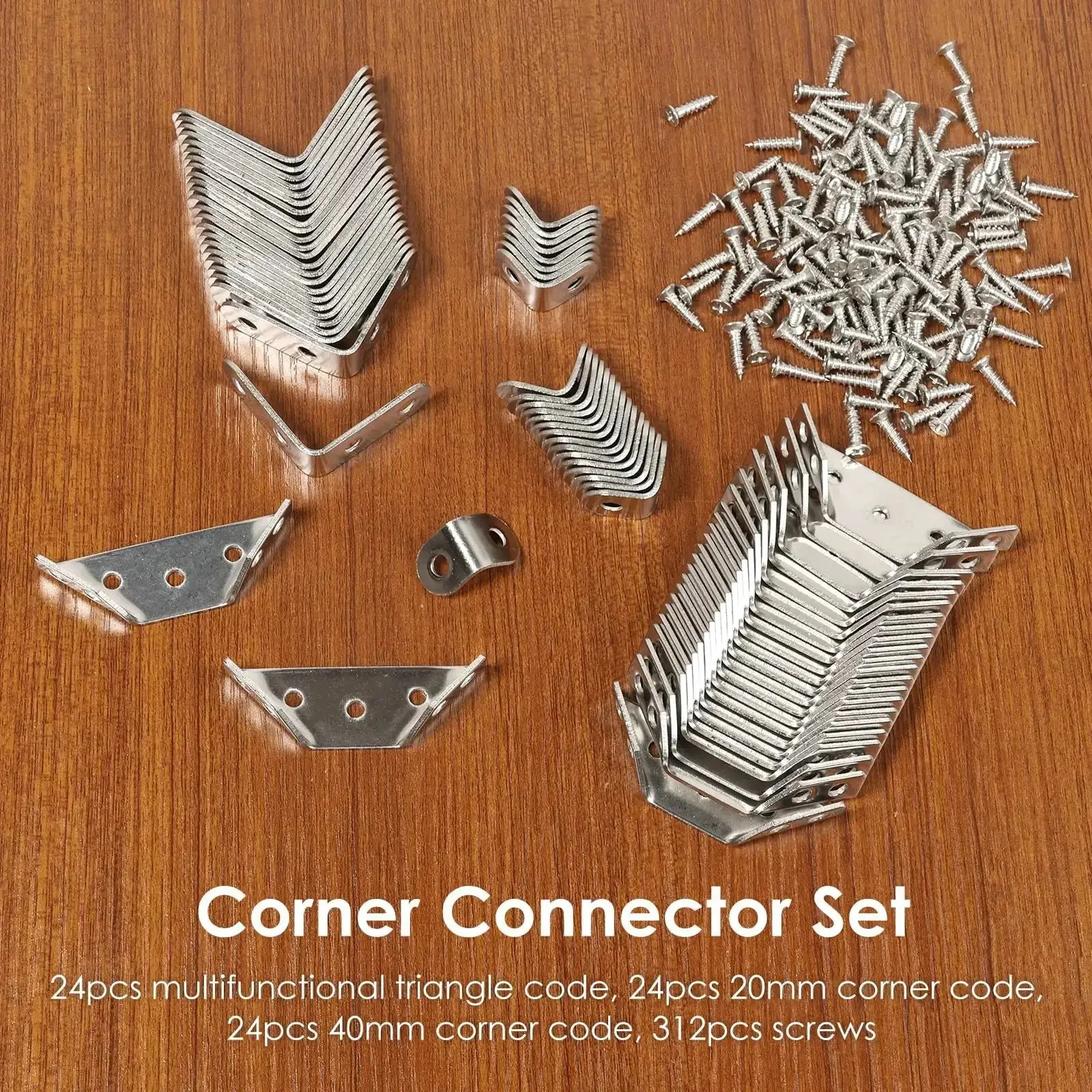 Heavy Duty Corner Bracket Set With 72 Piece Total Featuring 48 L Brackets And 24 Triangular Supports, Stainless Steel Rust Resistant Kit With Screws Included And Predrilled Holes For Drawers Cabinets Tables And Chairs - Image 5