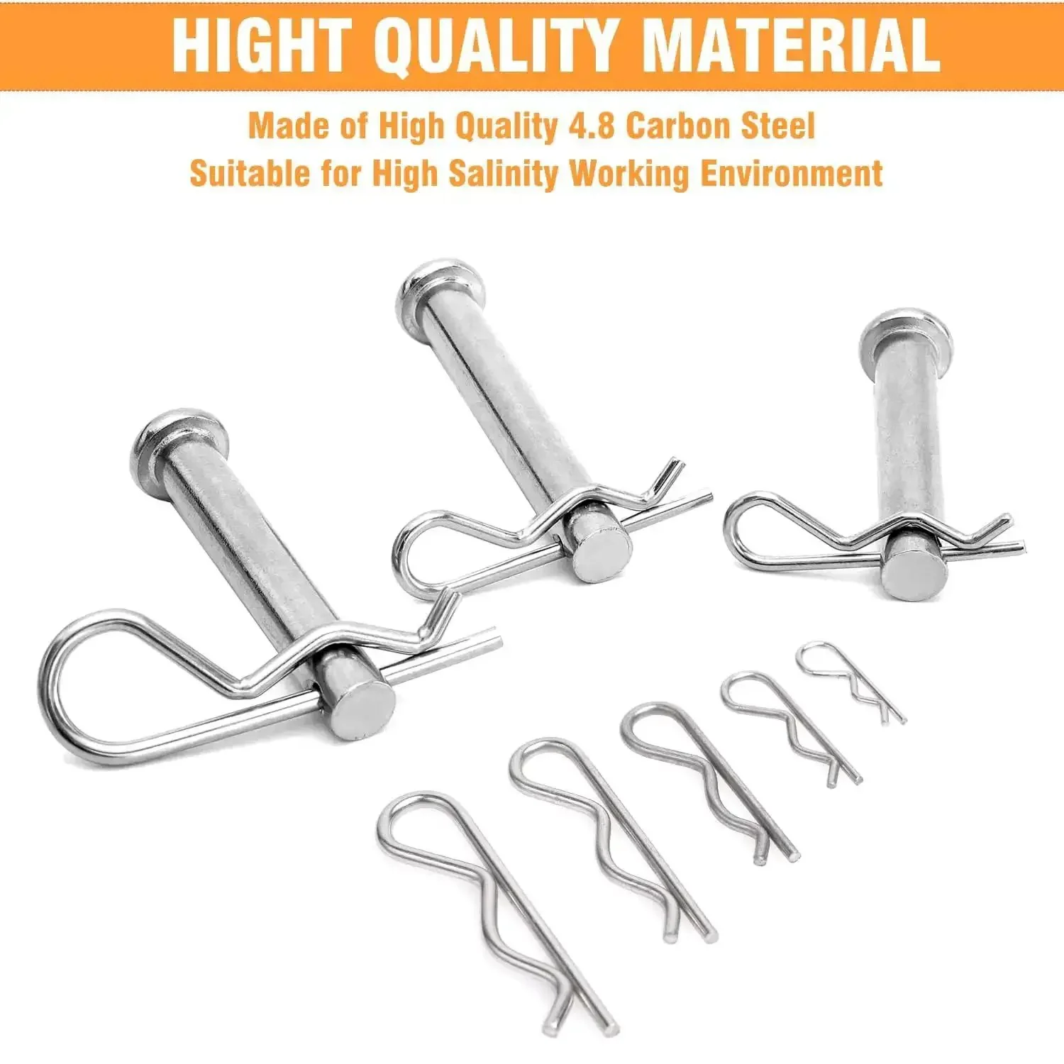 Heavy Duty Cotter Pins Kit With Alloy Steel R Clip Set 52 Pieces Six Sizes For Trailers Trucks Lawn Mowers And Industrial Maintenance Locking Mechanism Cold Forged Zinc Nickel Plated - Image 6