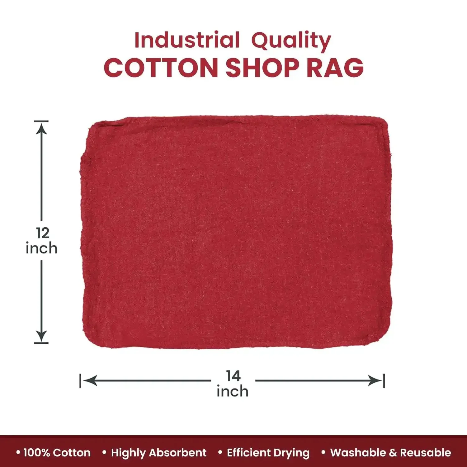 Heavy Duty Cotton Shop Towels Red Pack Of 150 Absorbent Cleaning Rags For Auto Garage And Home Multipurpose Towels For Cars Industrial Use And More Tough As Nails Everyday Worksite Ready - Image 6